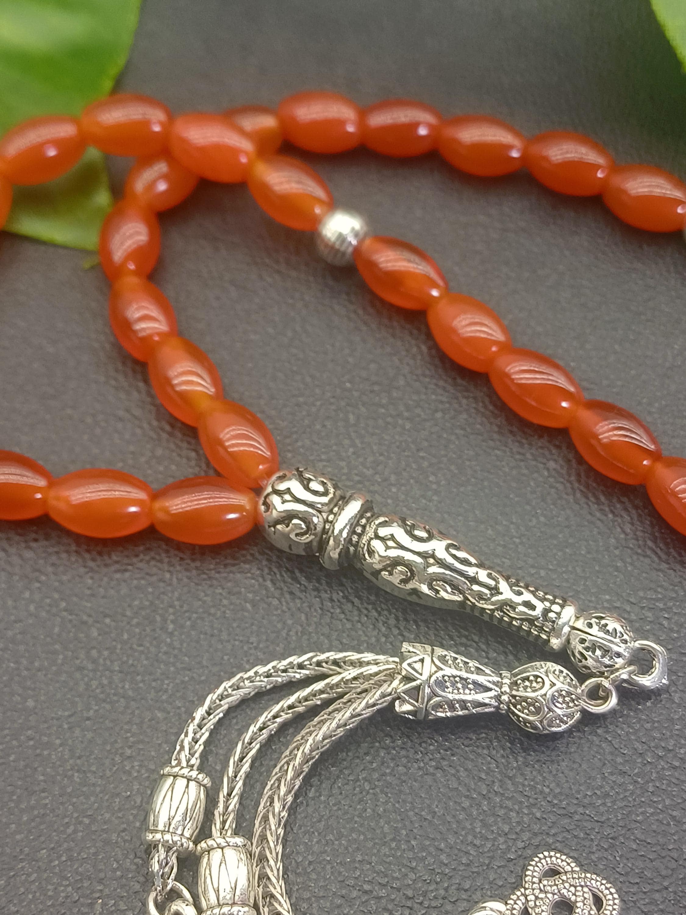 Carnelian Agate Tasbih: Turkish Prayer Beads, 33 Islamic Rosary - image 5