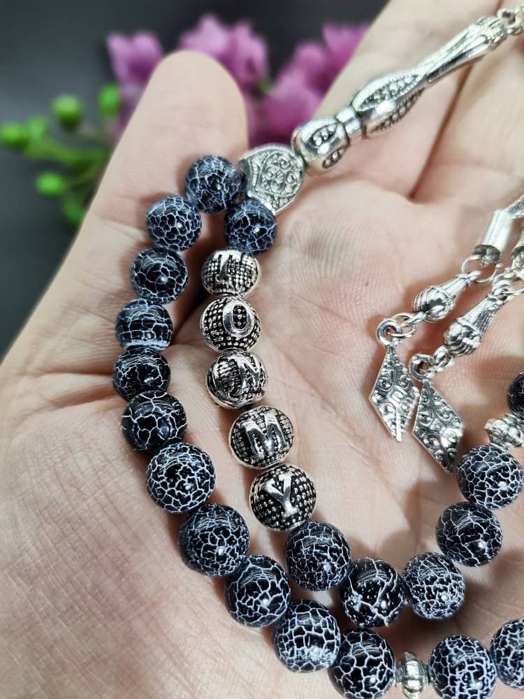 Personalized Black Agate Tasbih: 33 Islamic Prayer Beads - image 3