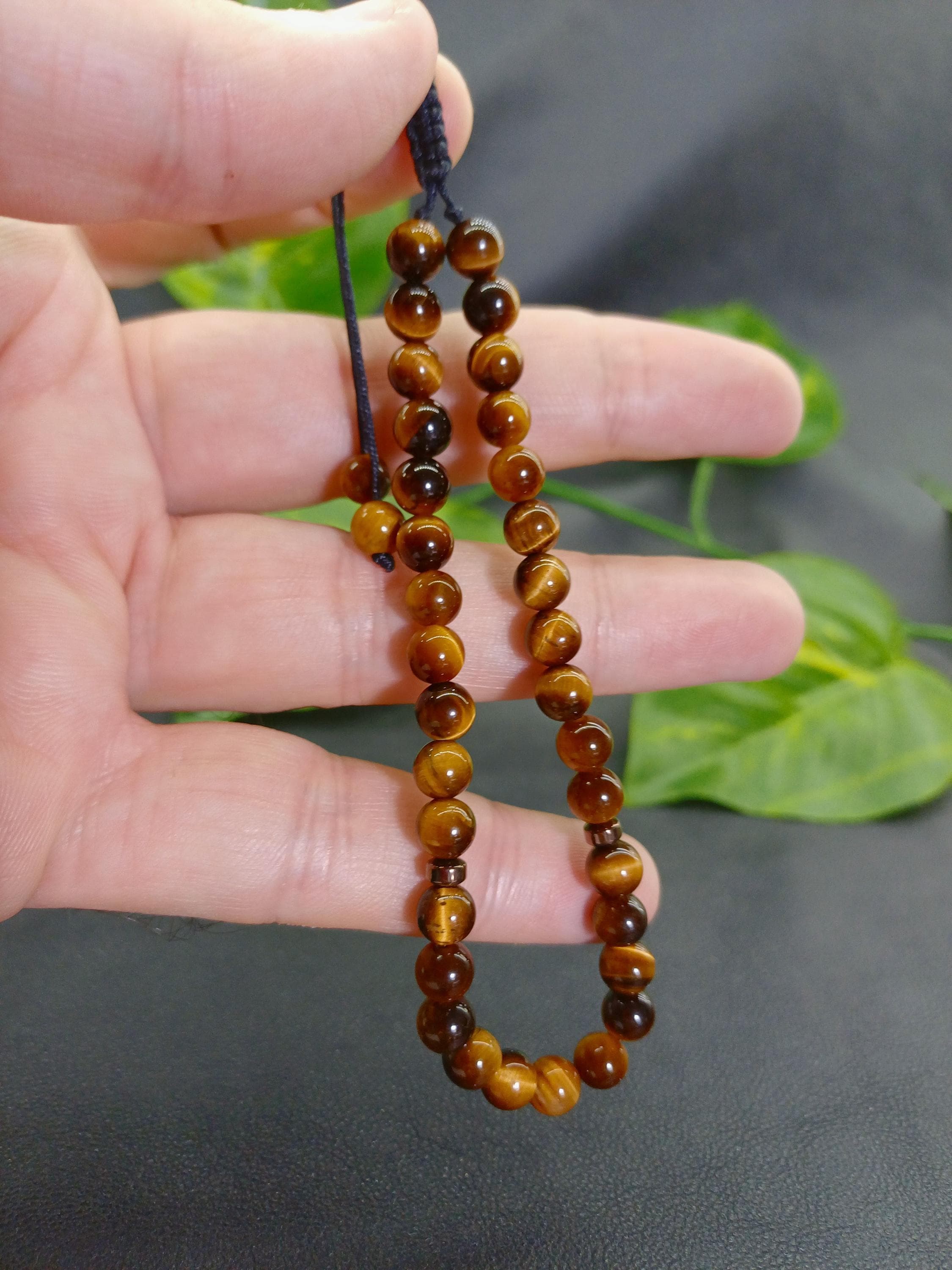 Tigers Eye 33 Bead Tasbih Bracelet, Real Gemstone Prayer Beads