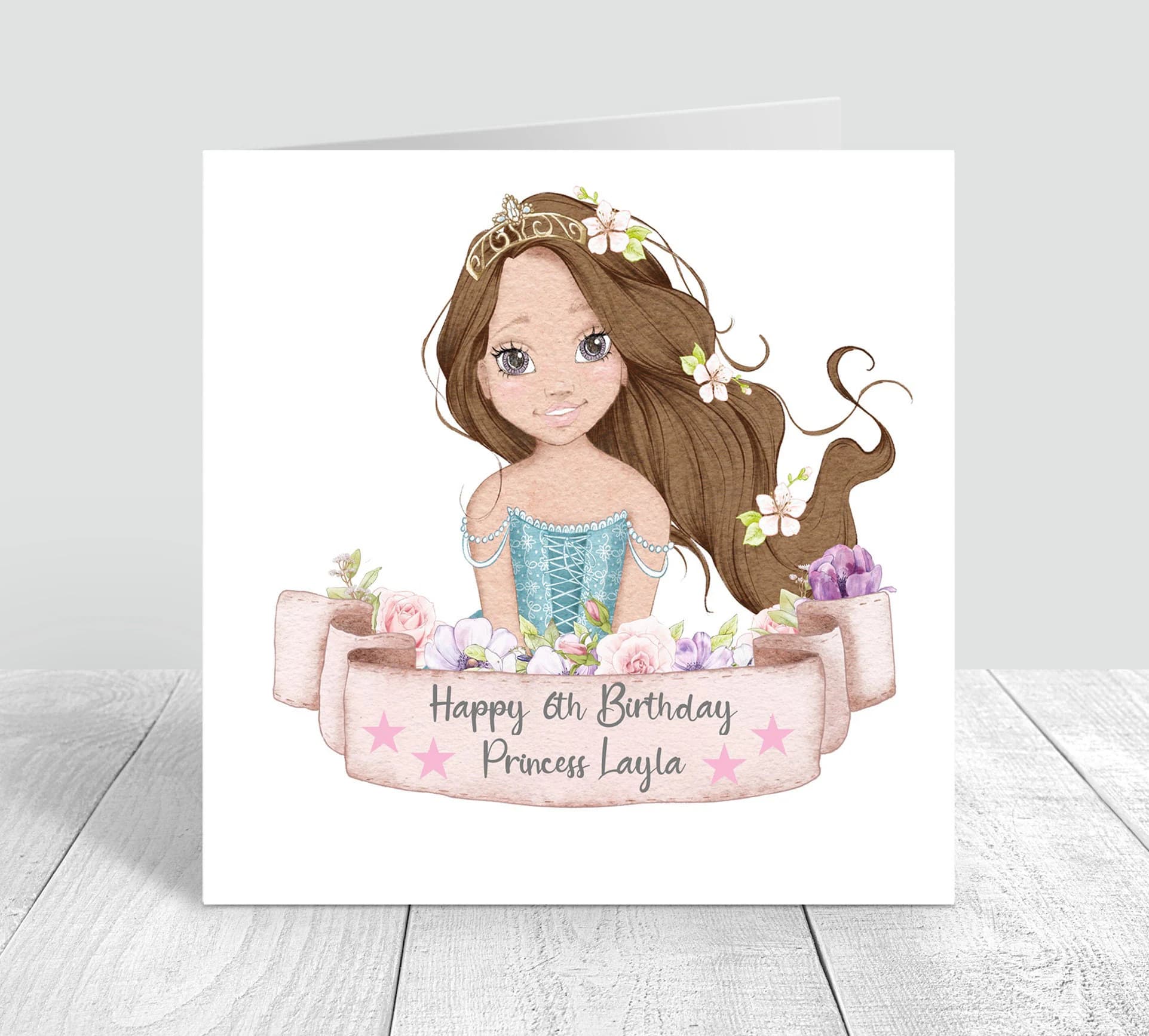 Personalised Girls Princess Birthday Card Handmade Cute greetings card for daughter Granddaughter niece Sister Friend 4th 5th 6th 123