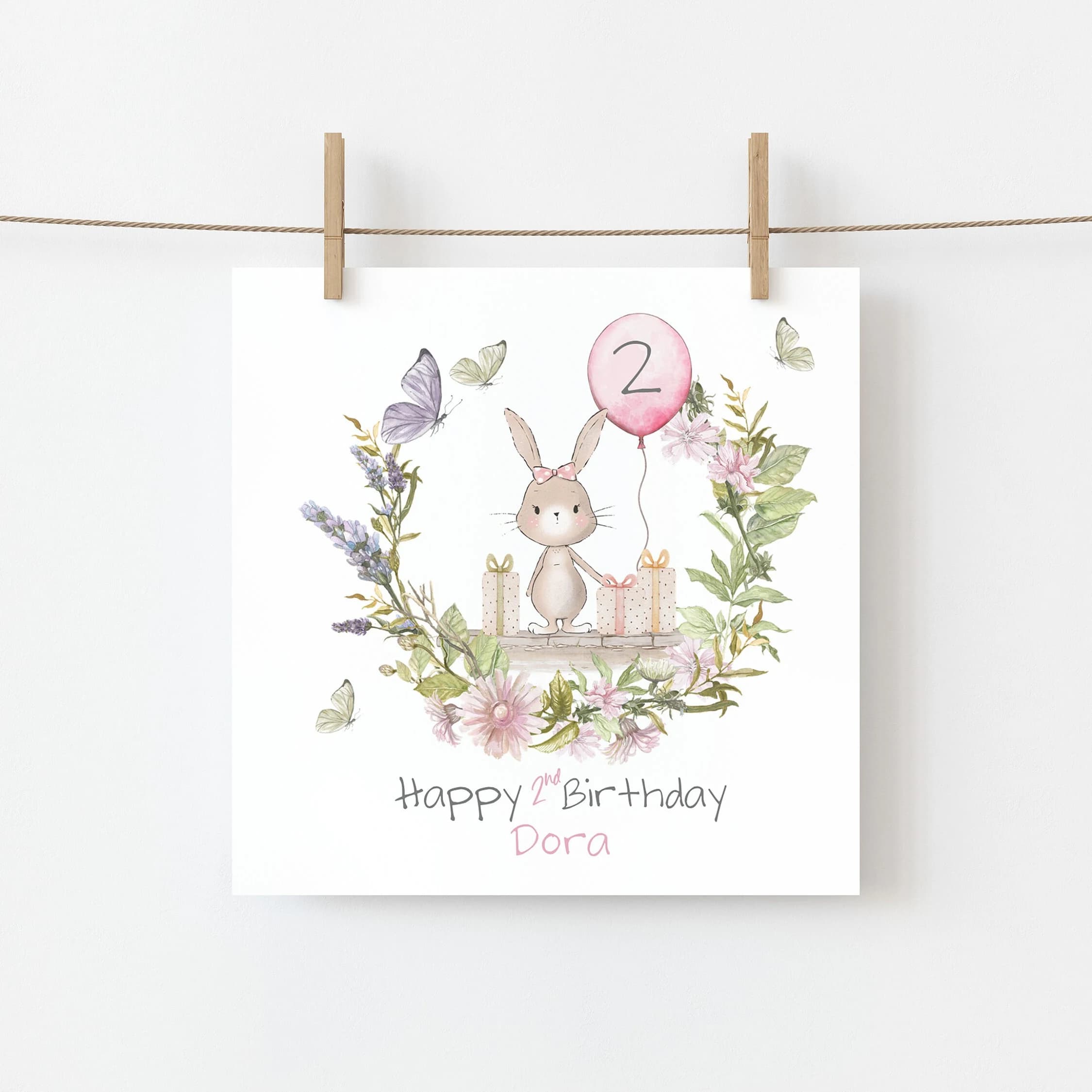 Personalised Girls Bunny Rabbit Birthday Card Handmade Daughter/Sister/Cousin/Friend/Granddaughter 1st 2nd 3rd 4th 5th 6th Birthday Card 965 - image 3