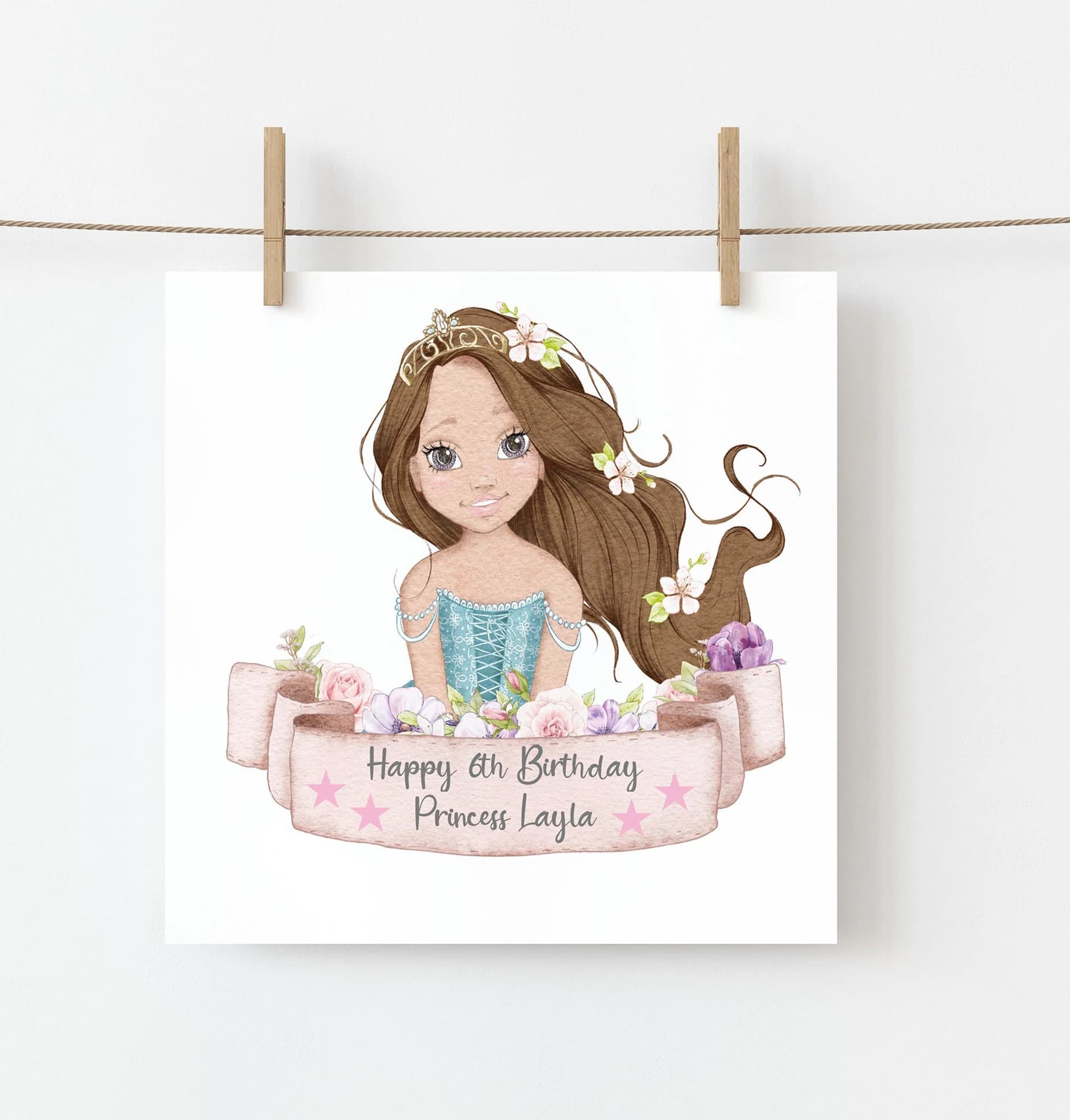 Personalised Girls Princess Birthday Card Handmade Cute greetings card for daughter Granddaughter niece Sister Friend 4th 5th 6th 123 - image 3