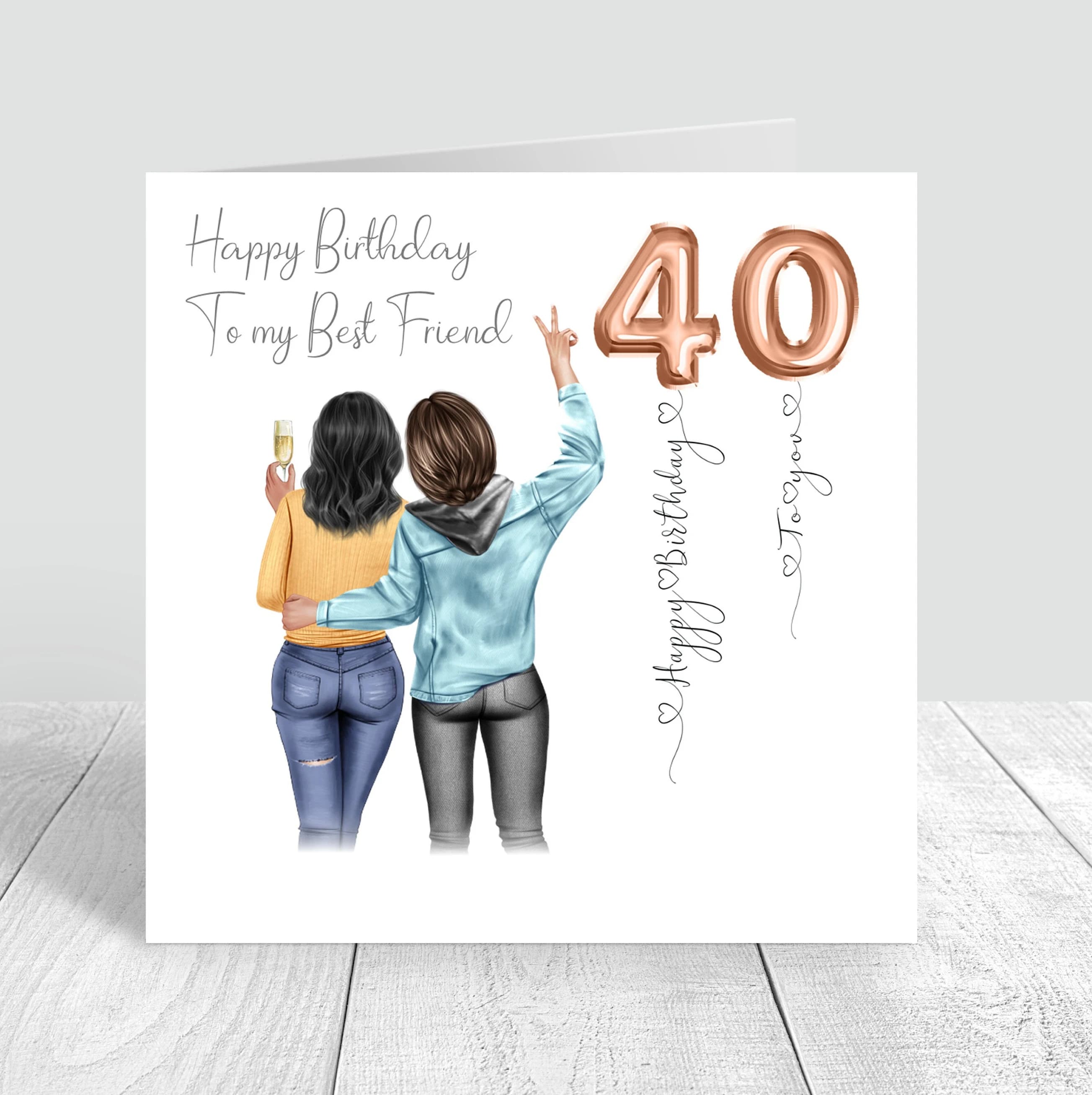 Personalised Women's Best Friend Happy Birthday Handmade Card for her Sister Bestie Cousin 18th 21st 25th 30th 35th 40th 50th 60th 818