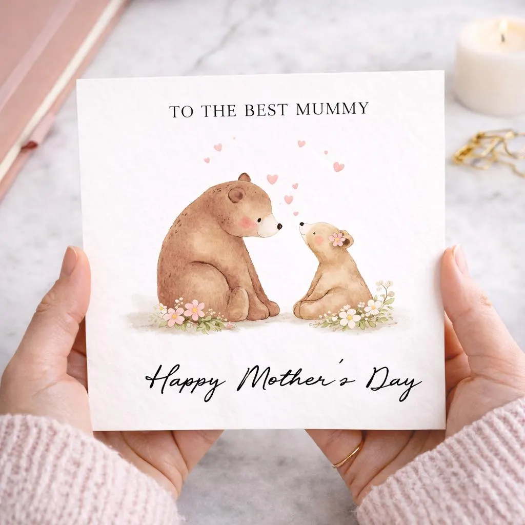 Mother’s Day Card for Mummy – Cute Bear Mum Card – To The Best Mummy – Happy Mother’s Day – Sweet Mum Greeting Card - First Mothers Day 2426