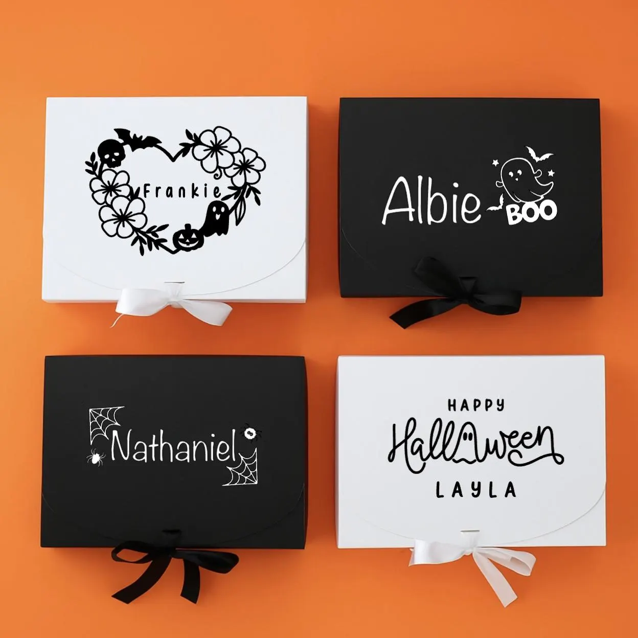 Personalised Halloween Gift Box – Ribbon Tie Trick or Treat Box