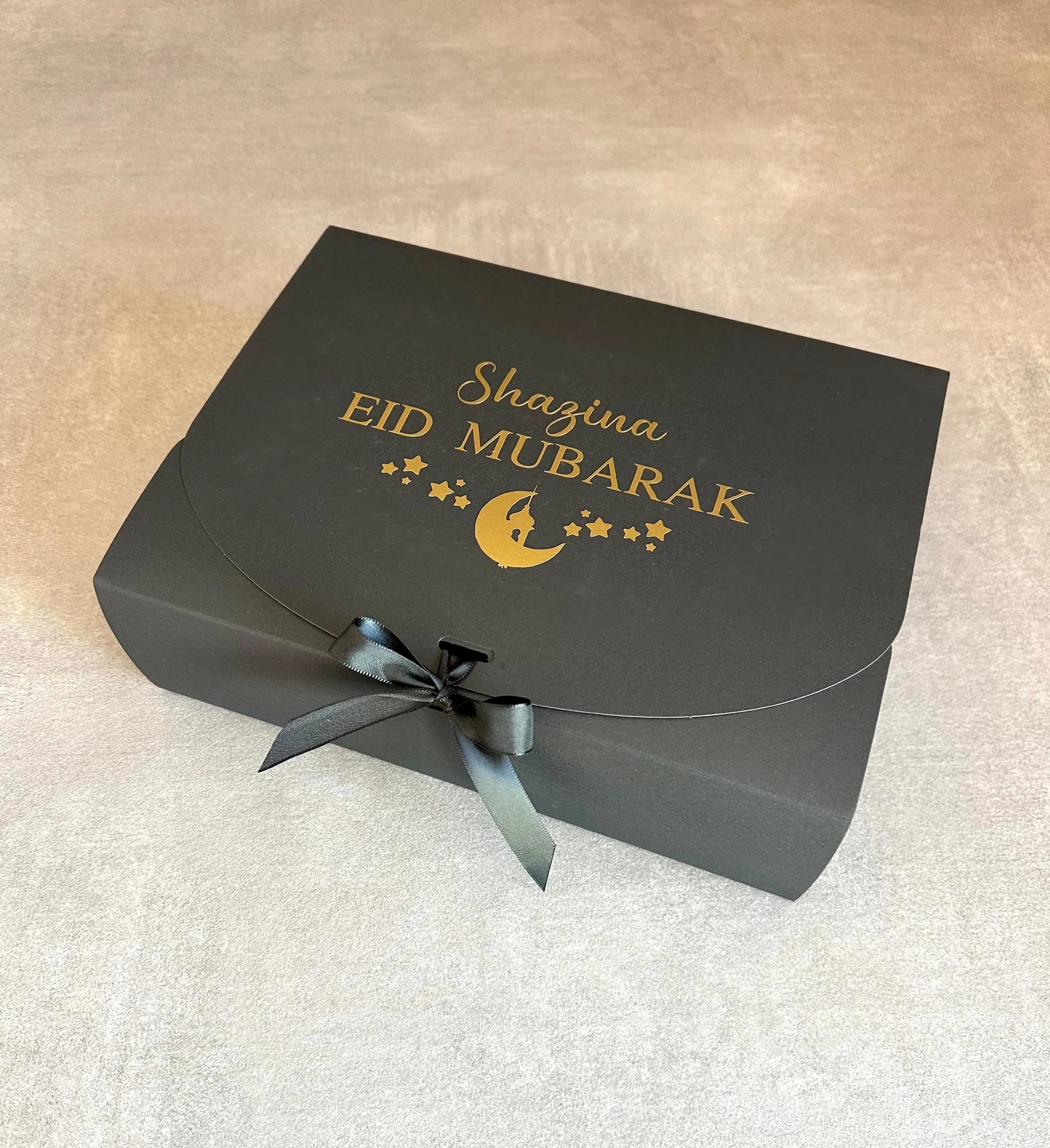 Personalised Eid Mubarak Gift Box: Moon & Stars Ribbon Tie - image 2