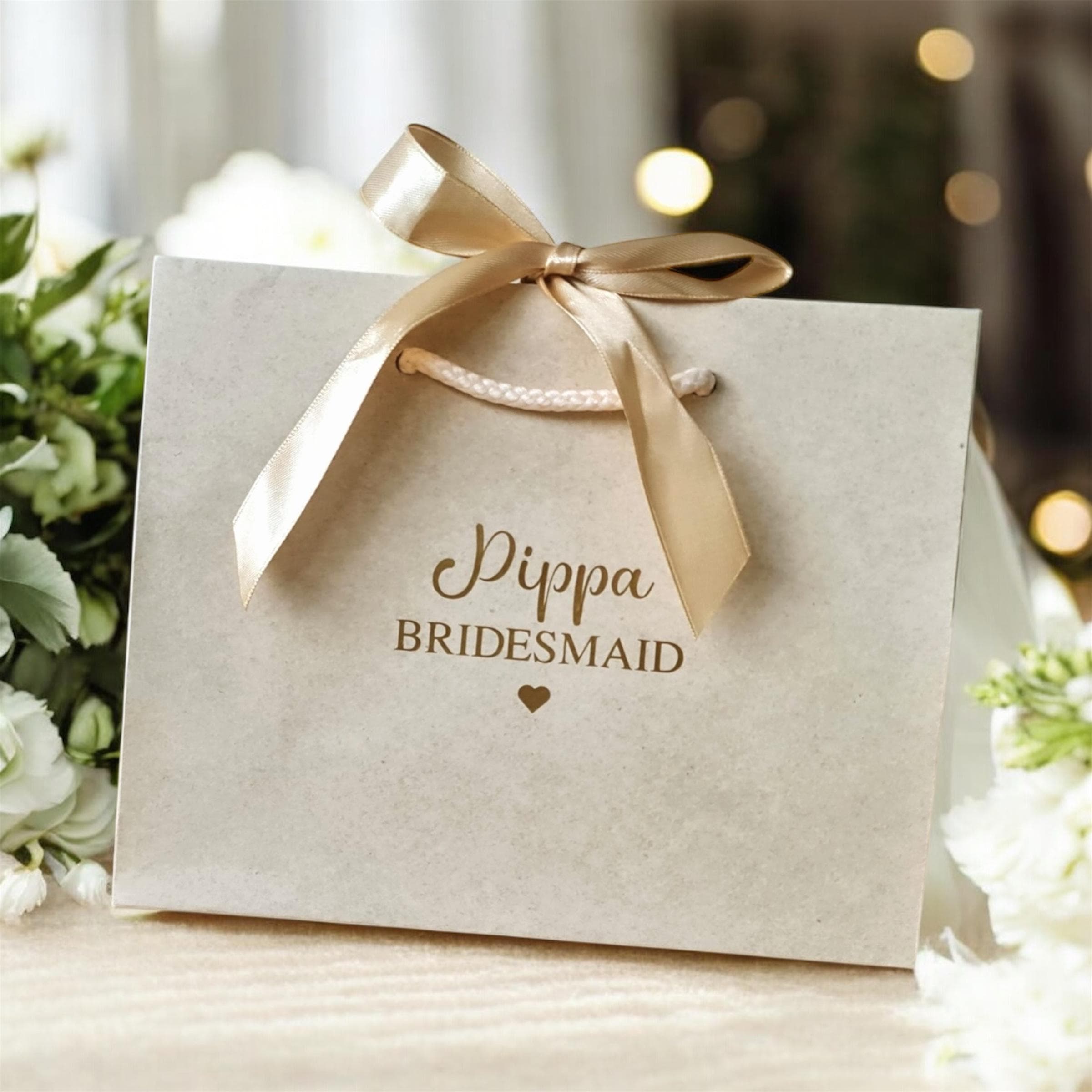 Personalised Gift Bag - Ribbon Tie: Wedding, Bridal Party, Bridesmaid, Groom, Flower Girl - image 5