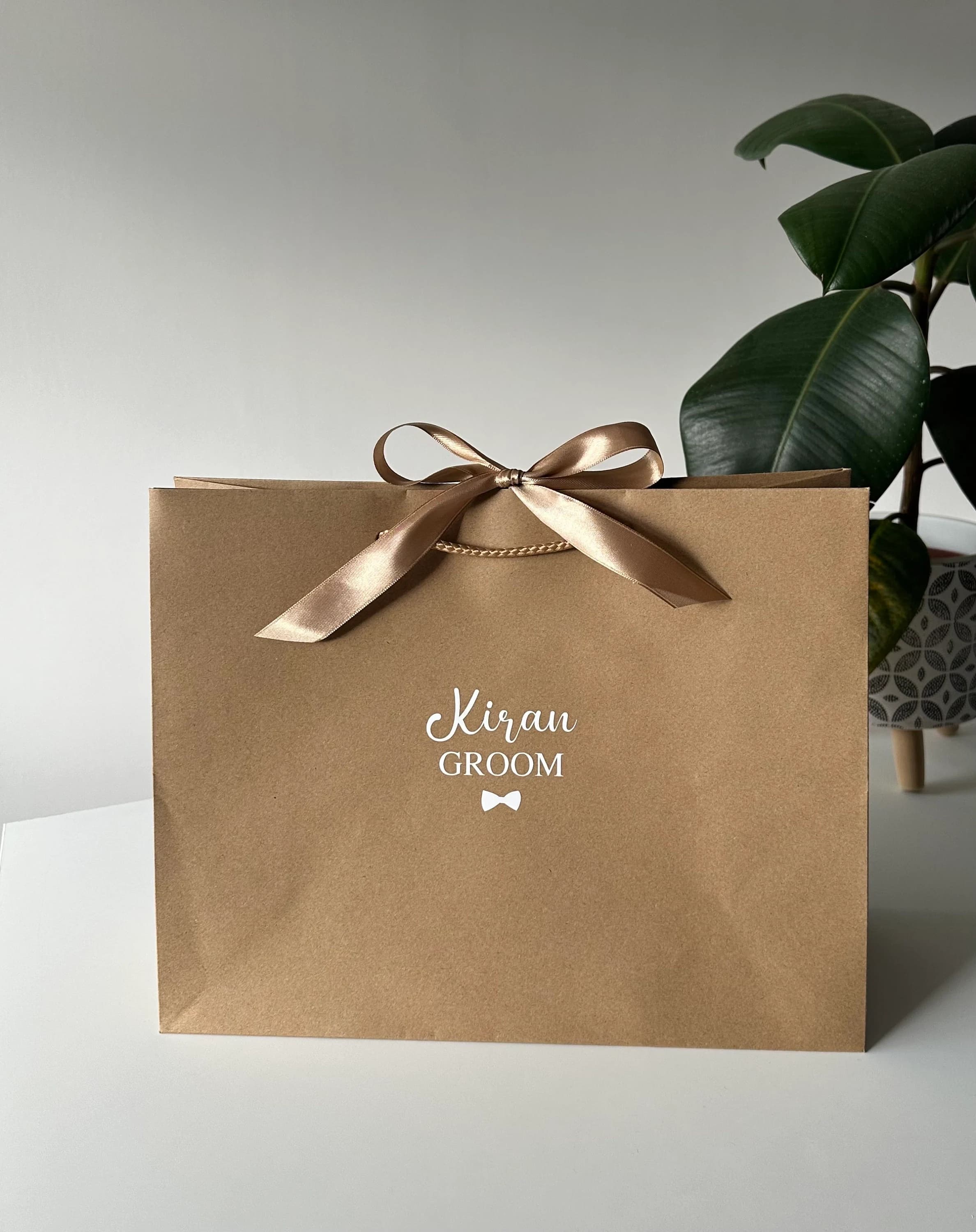 Personalised Gift Bag - Ribbon Tie: Wedding, Bridal Party, Bridesmaid, Groom, Flower Girl - image 2