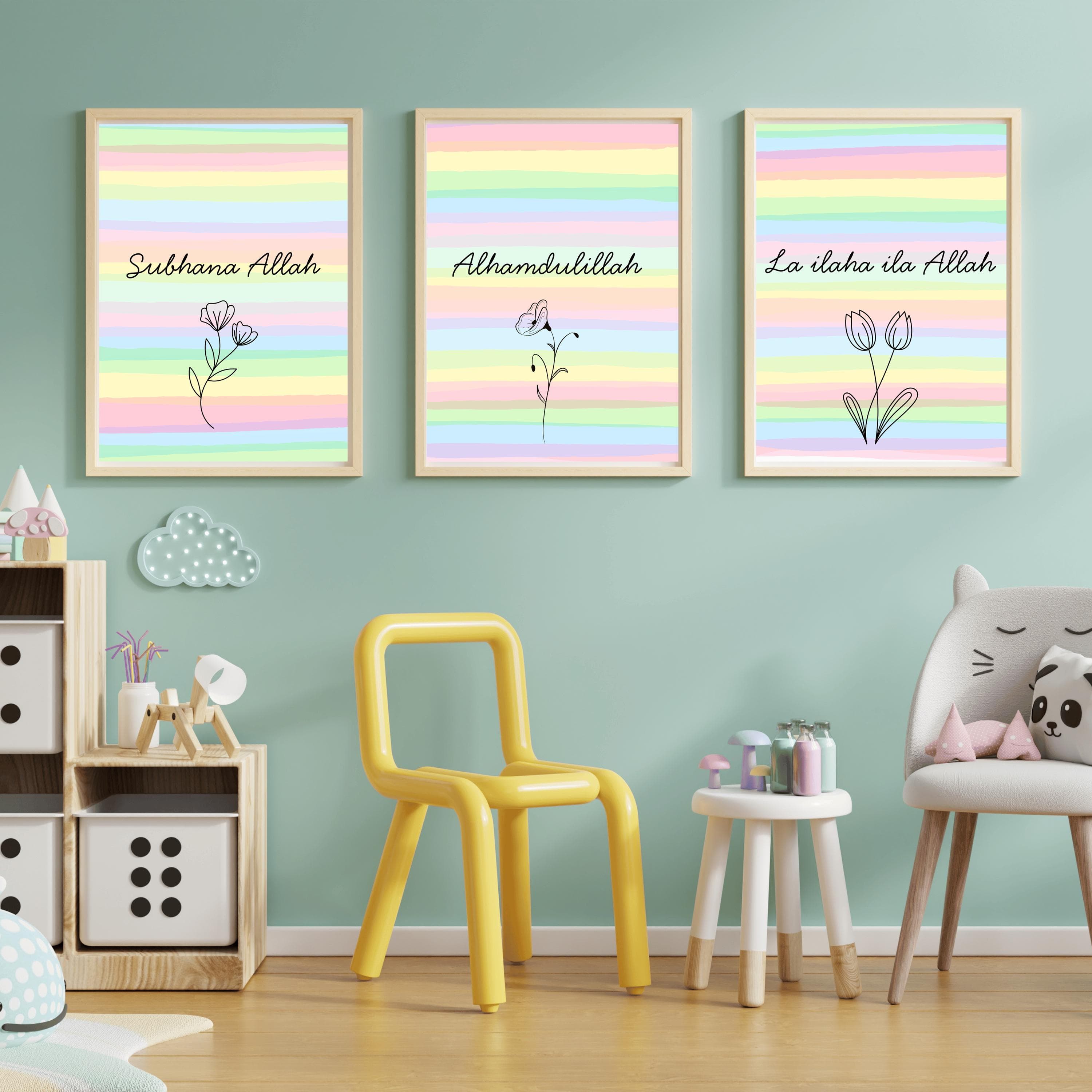 Alhamdulillah Islamic Print Matte Vertical | Pastel Color Print for Nursery |Baby Shower Gift