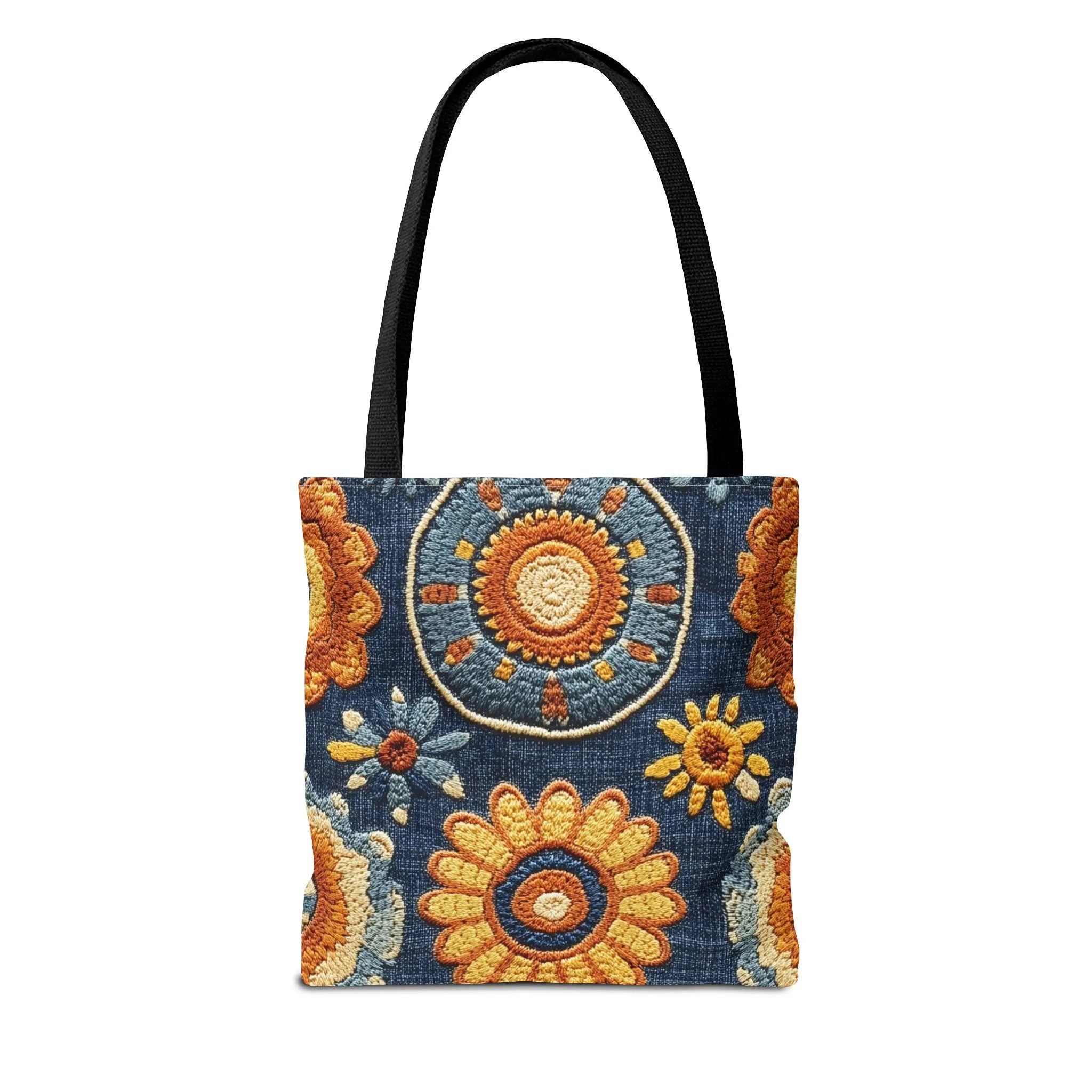 Boho Design colorful jeans sun print tote bag - image 3