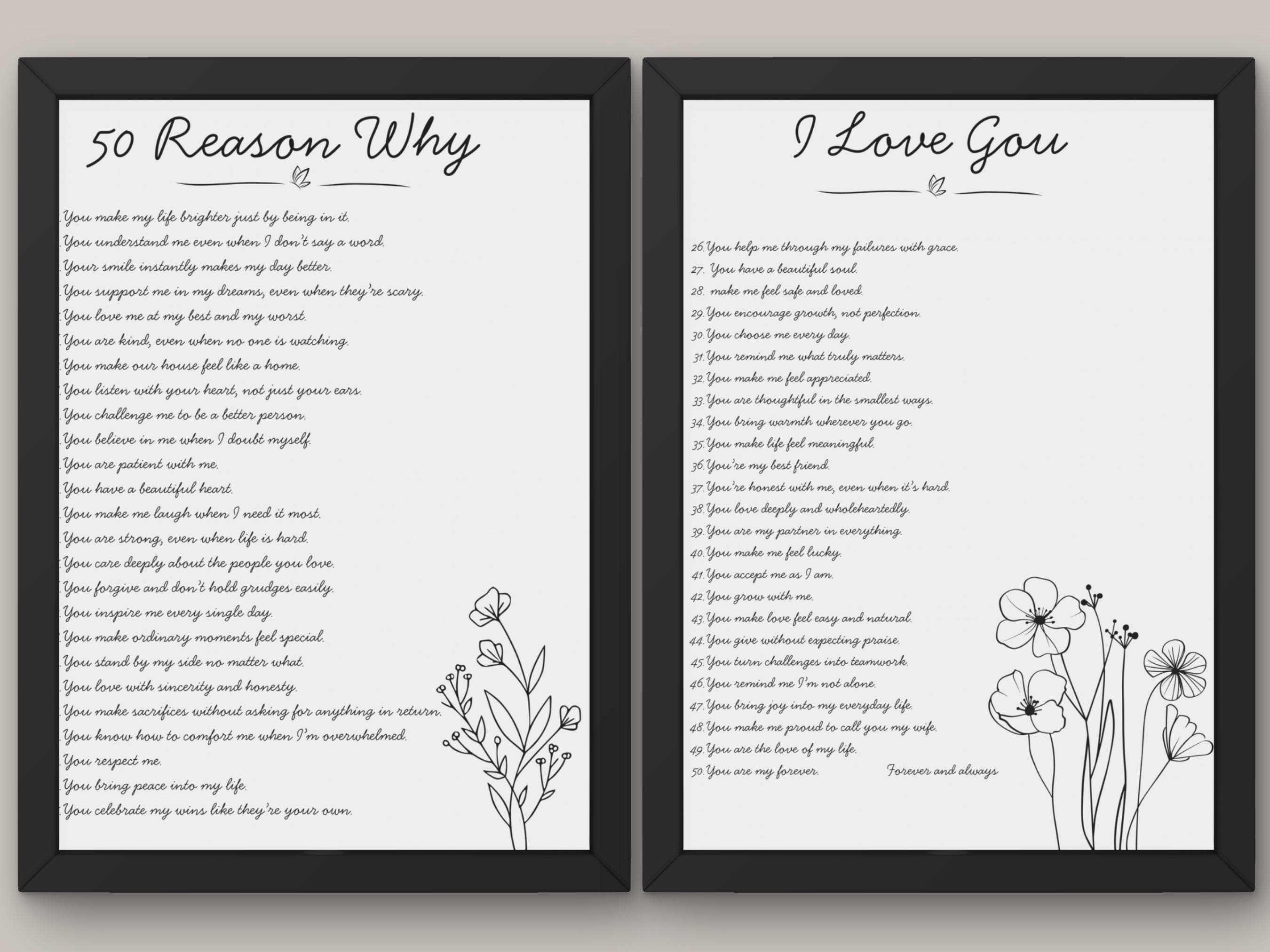 Love Reasons Romantic Valentine Pritntable Poster | Weddding and Anniversary Gift Idea | Spouse Appreciation Idea Digital Print Wall Art. - image 4