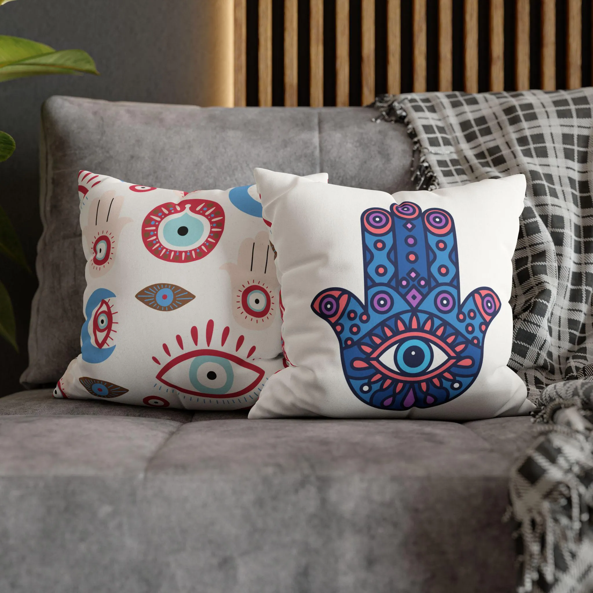 Hamsa Hand Decorative Pillowcase | Faux Suede Square Pillowcase