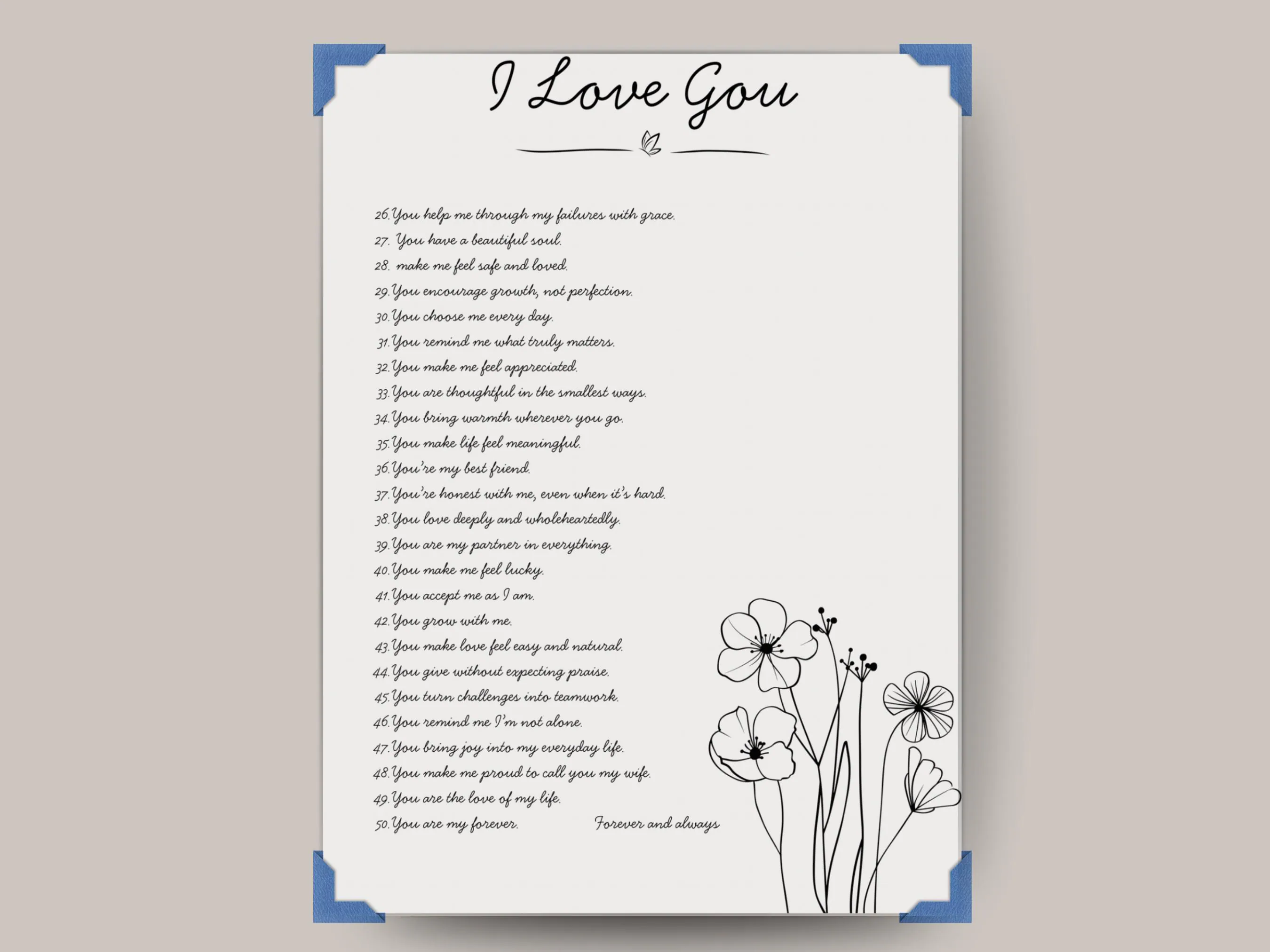 Love Reasons Romantic Valentine Pritntable Poster | Weddding and Anniversary Gift Idea | Spouse Appreciation Idea Digital Print Wall Art. - image 3