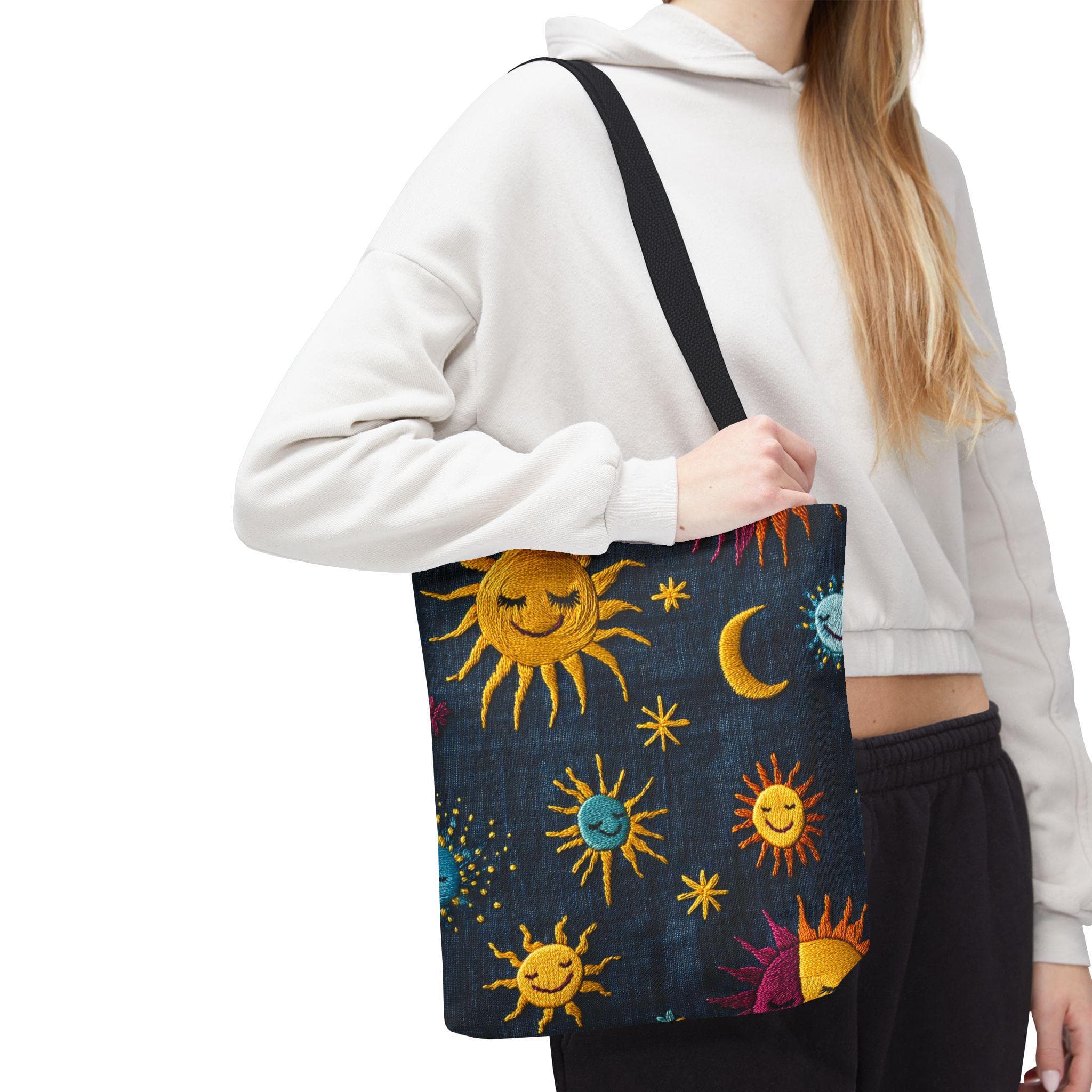 Boho Design colorful jeans print tote bag