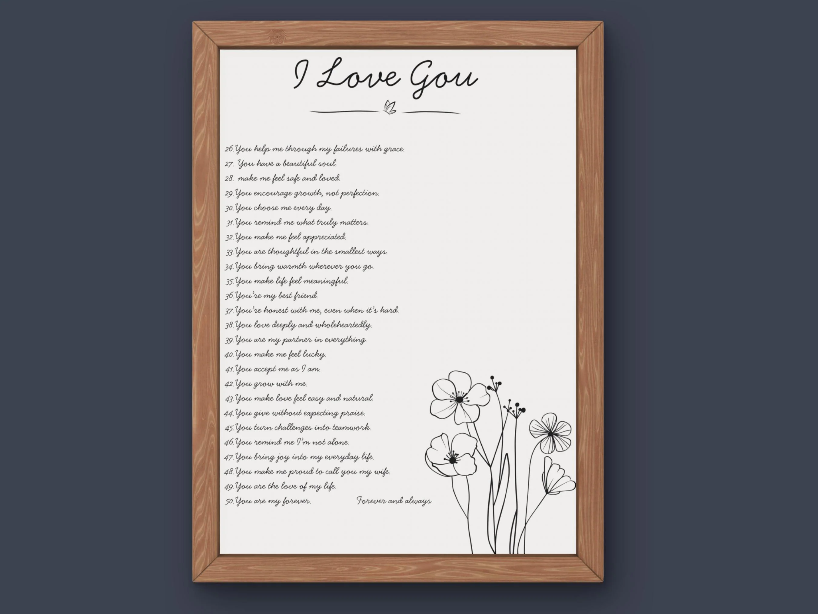 Love Reasons Romantic Valentine Pritntable Poster | Weddding and Anniversary Gift Idea | Spouse Appreciation Idea Digital Print Wall Art. - image 2