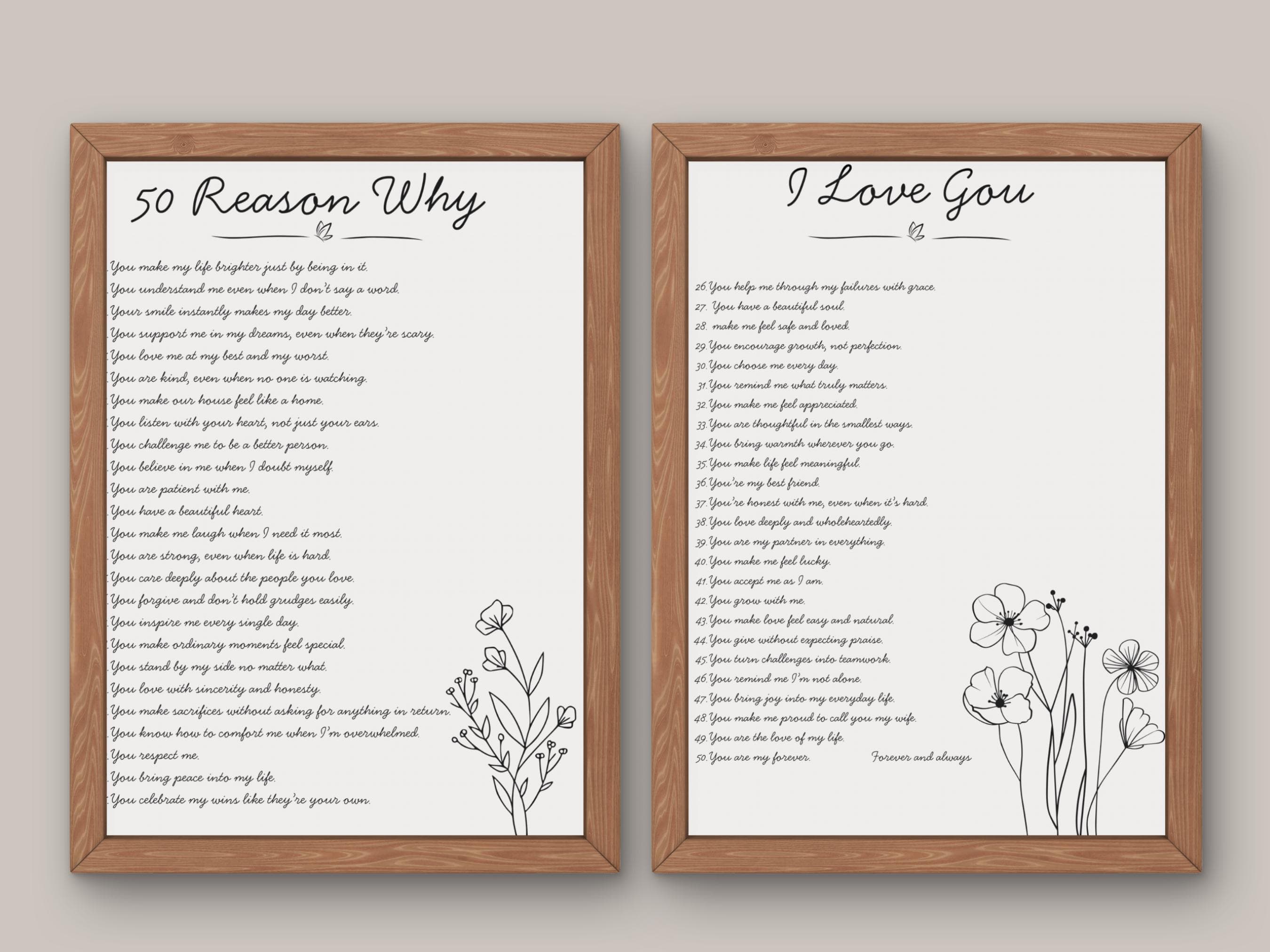 Love Reasons Romantic Valentine Pritntable Poster | Weddding and Anniversary Gift Idea | Spouse Appreciation Idea Digital Print Wall Art. - image 5