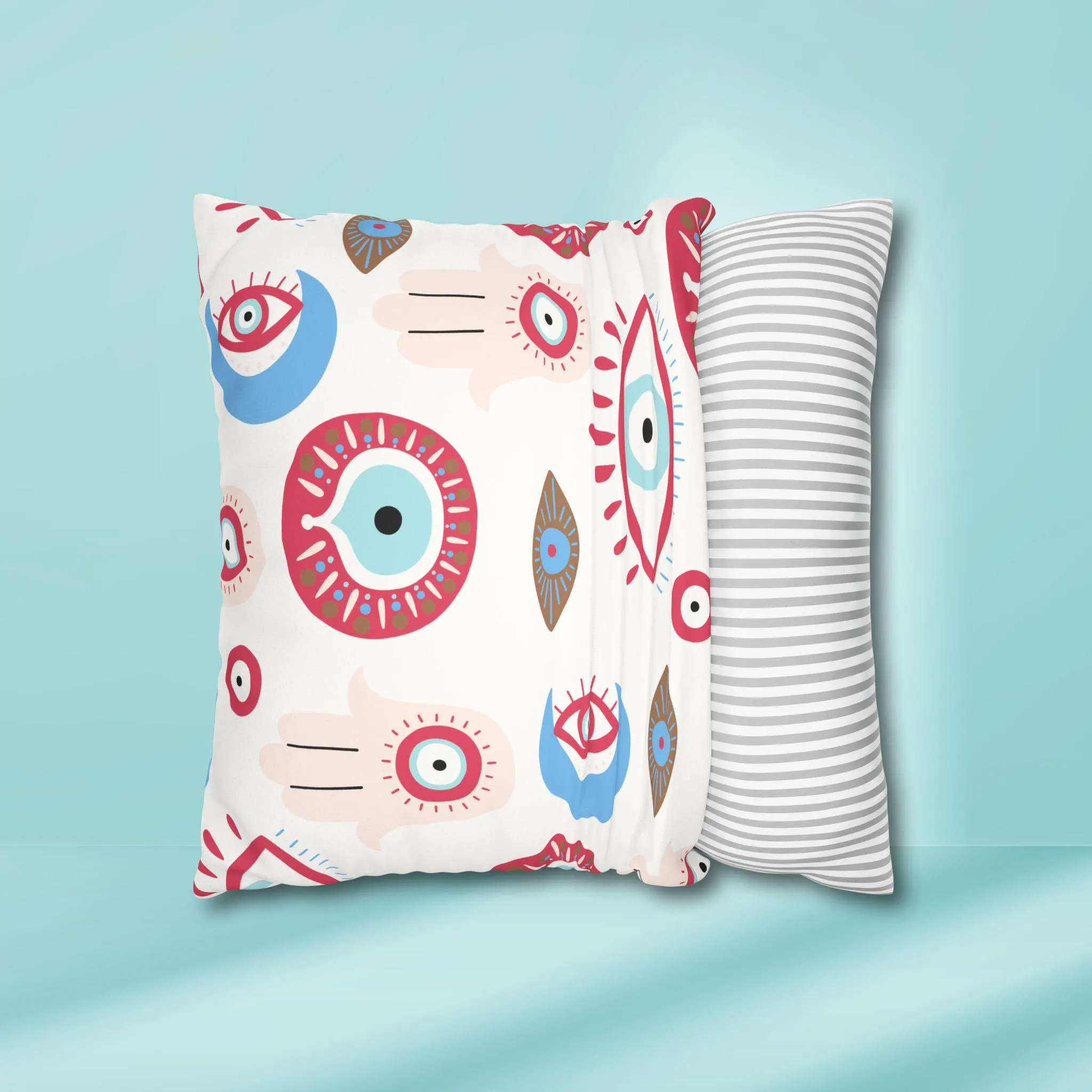 Hamsa Hand Decorative Pillowcase | Faux Suede Square Pillowcase - image 5