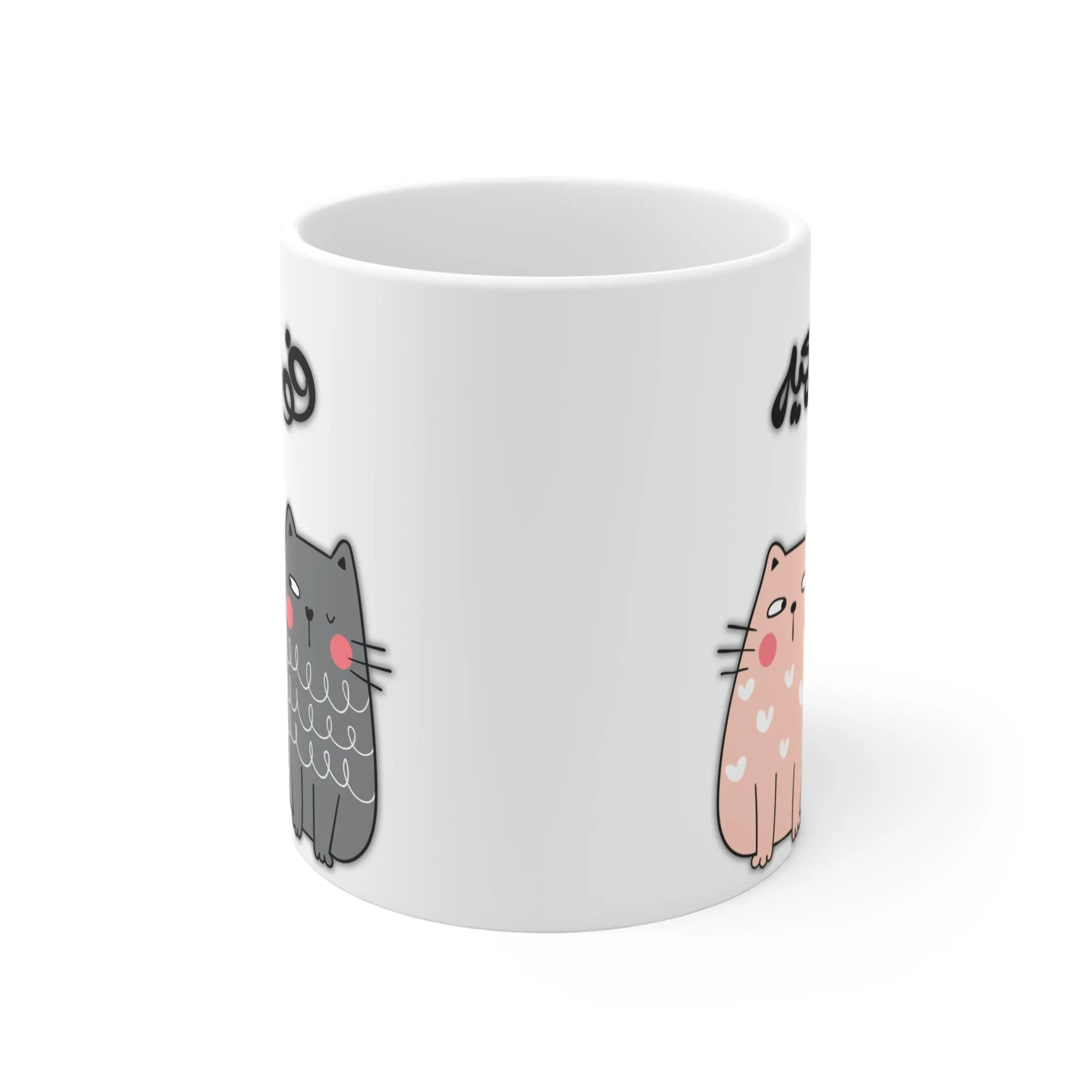 Cute Cats Illustration Arabic Mug | Pink and Gray Kitties with Script - image 3
