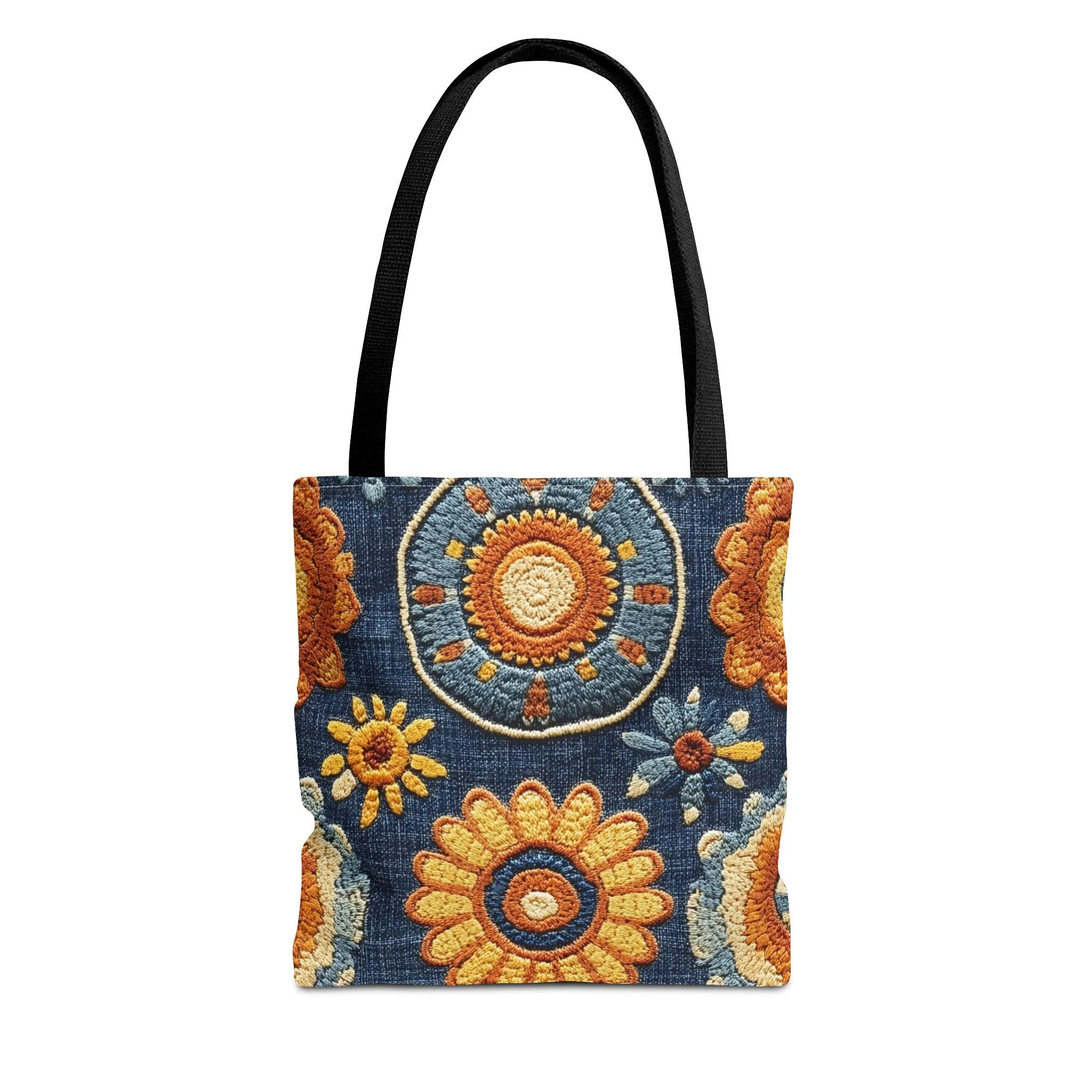 Boho Design colorful jeans sun print tote bag - image 2