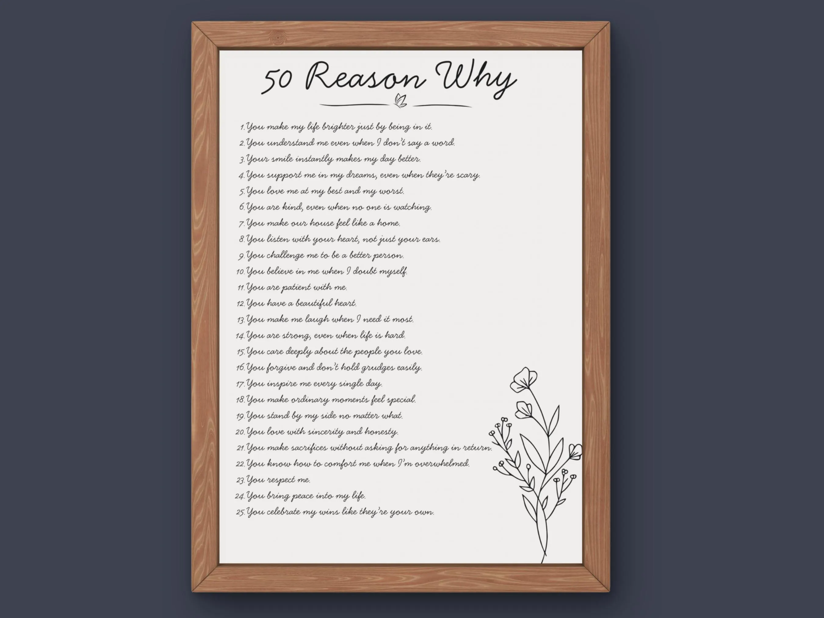 Love Reasons Romantic Valentine Pritntable Poster | Weddding and Anniversary Gift Idea | Spouse Appreciation Idea Digital Print Wall Art.