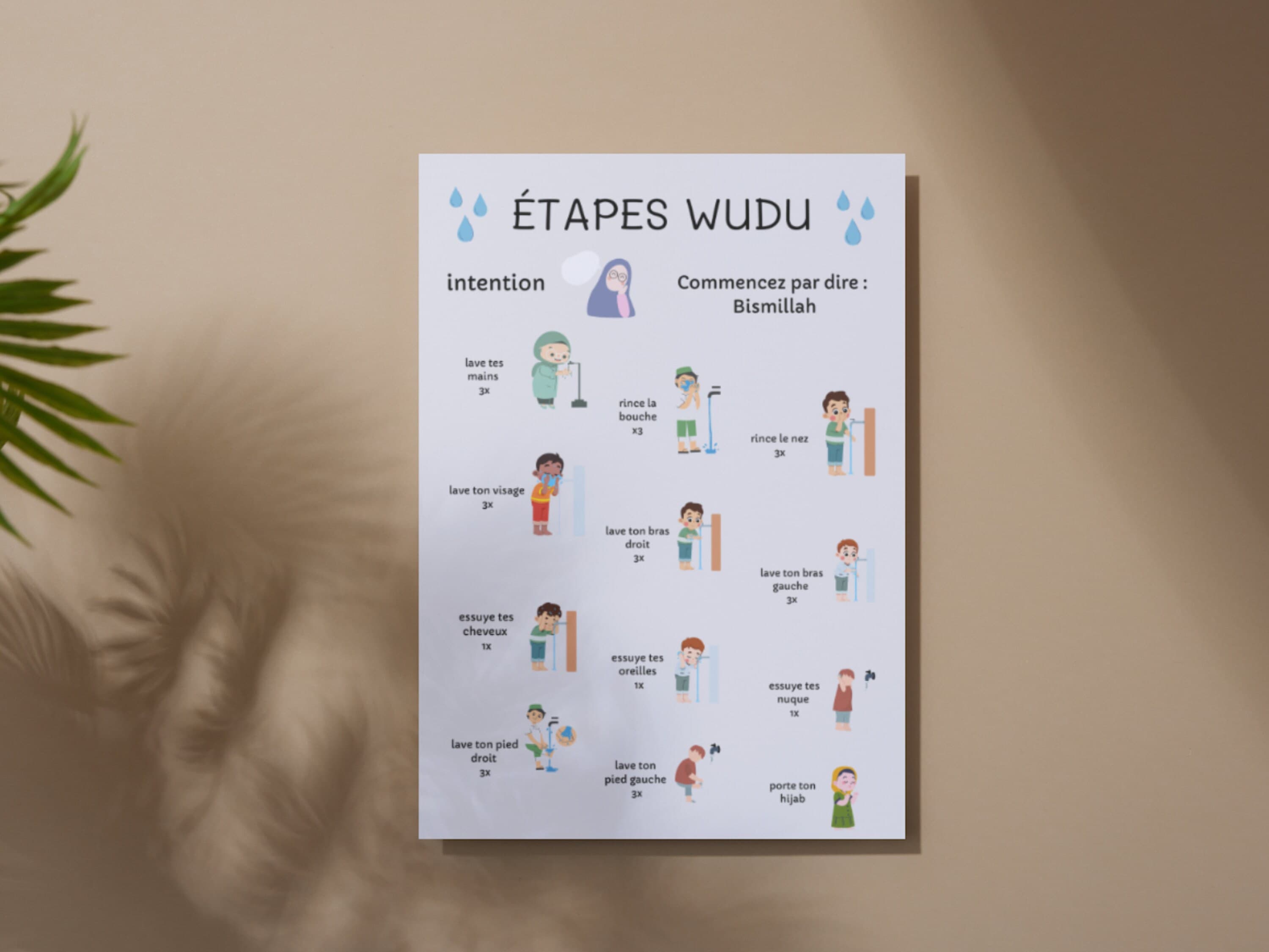 French Wudu Steps Printable Chart: Muslim Kids Ablution Guide (PDF) - image 4