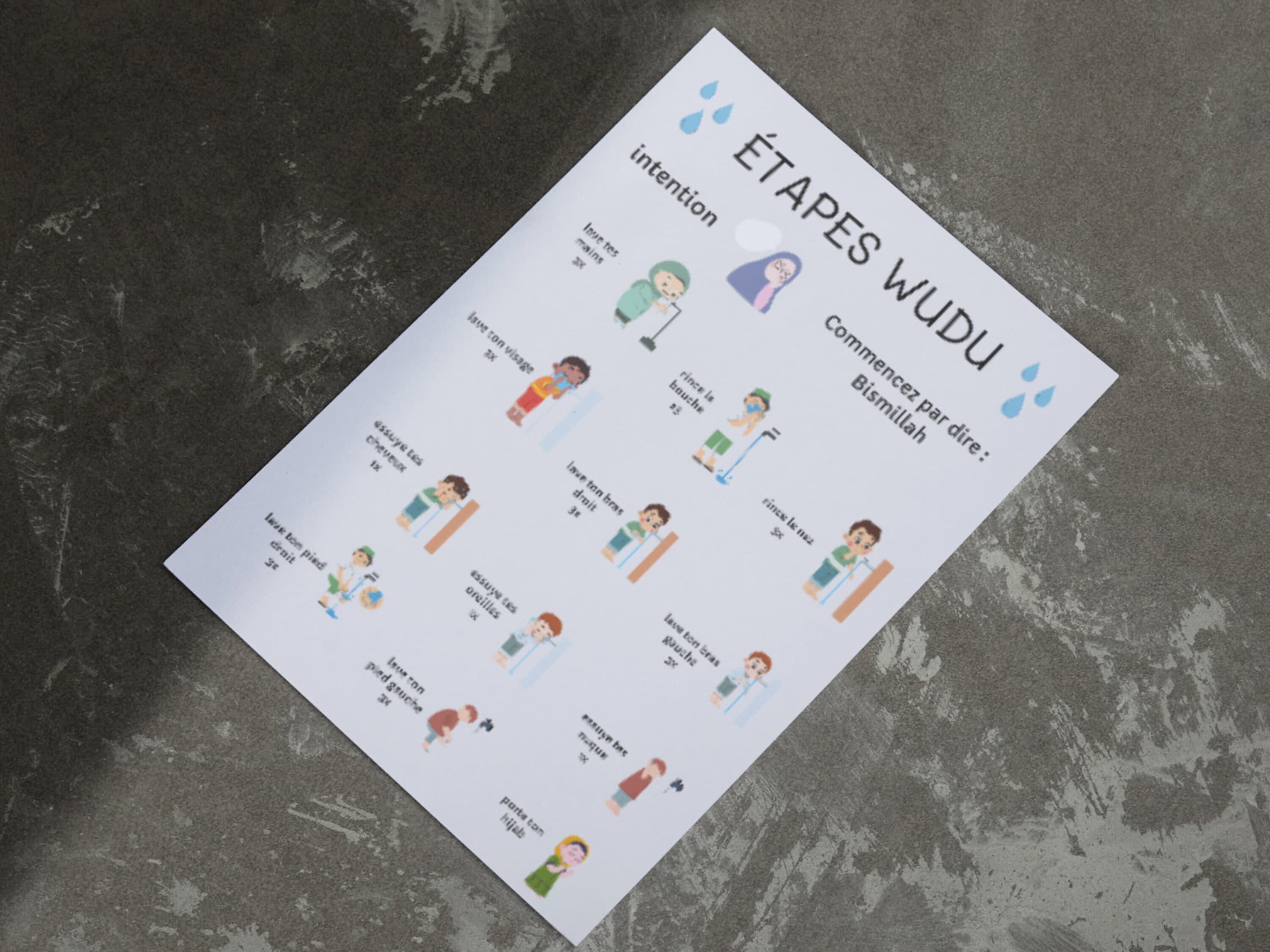 French Wudu Steps Printable Chart: Muslim Kids Ablution Guide (PDF) - image 5