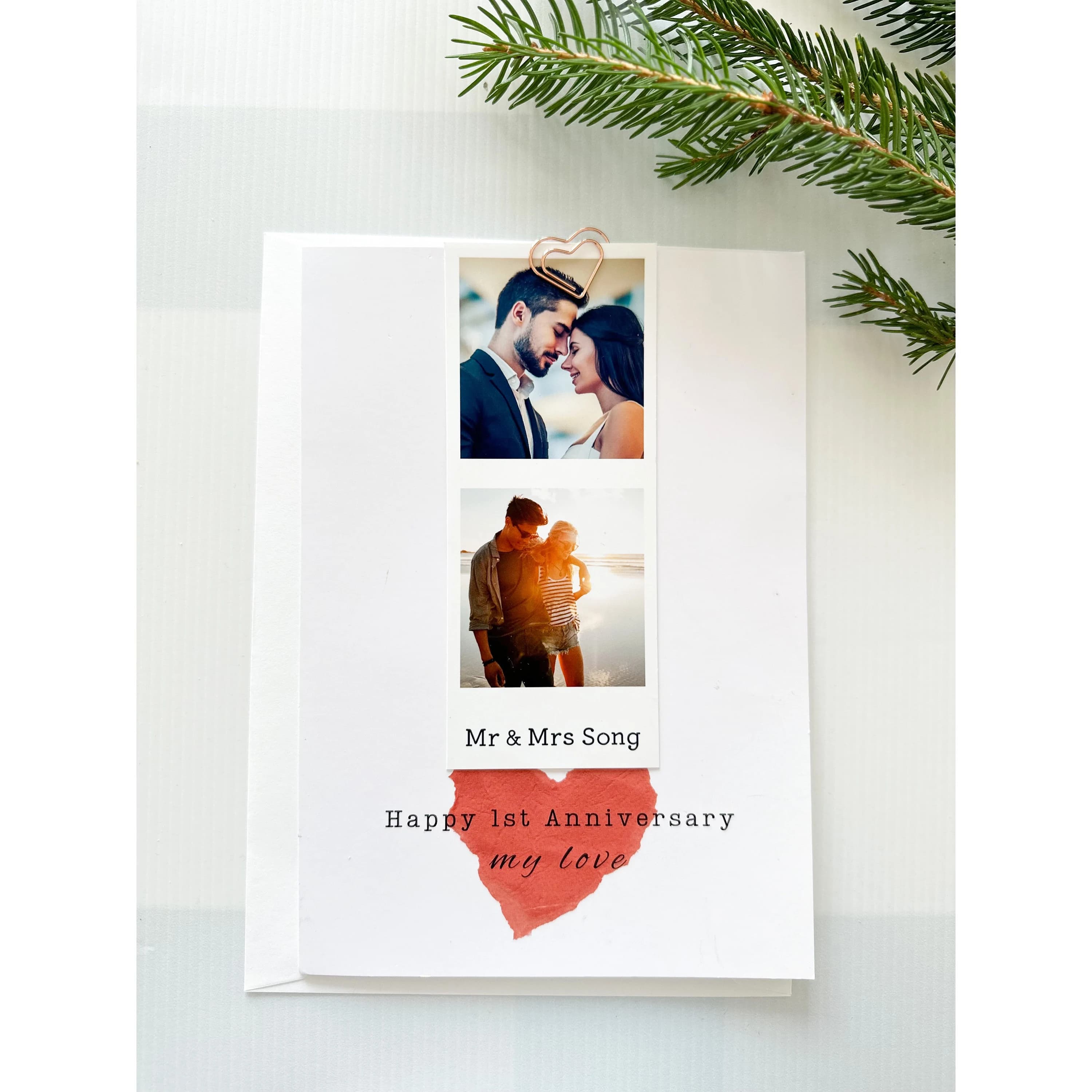 Personalized 1st Anniversary Card: Photo Keepsake with Rose Gold Detail - image 4