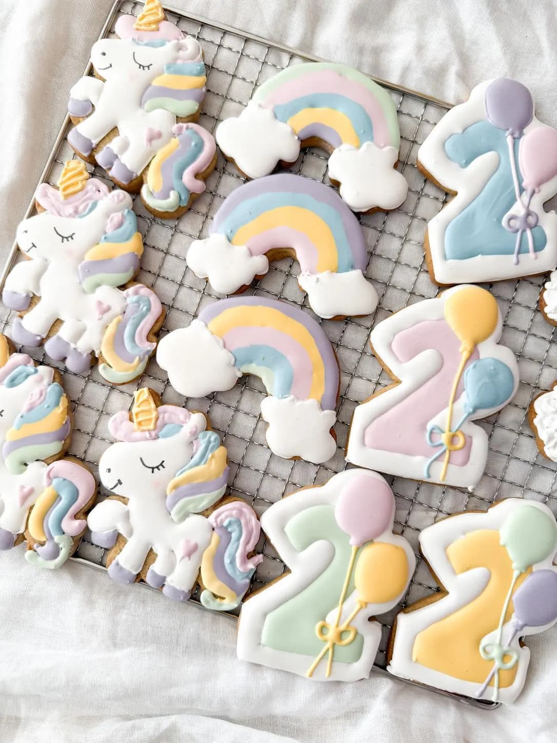 Birthday Unicorn Cookies, Rainbow Birthday Biscuits, Girls 2nd Birthday Party Favours, Pastel Unicorn Party Cookies, - image 4