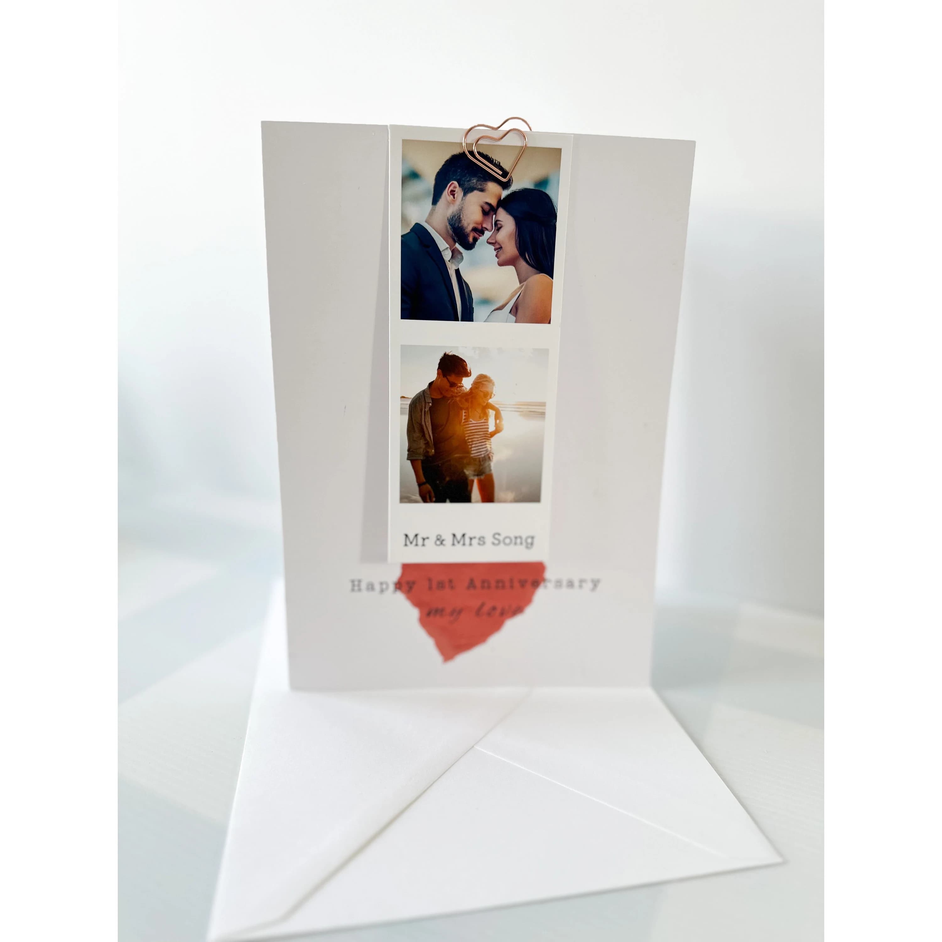 Personalized 1st Anniversary Card: Photo Keepsake with Rose Gold Detail - image 3