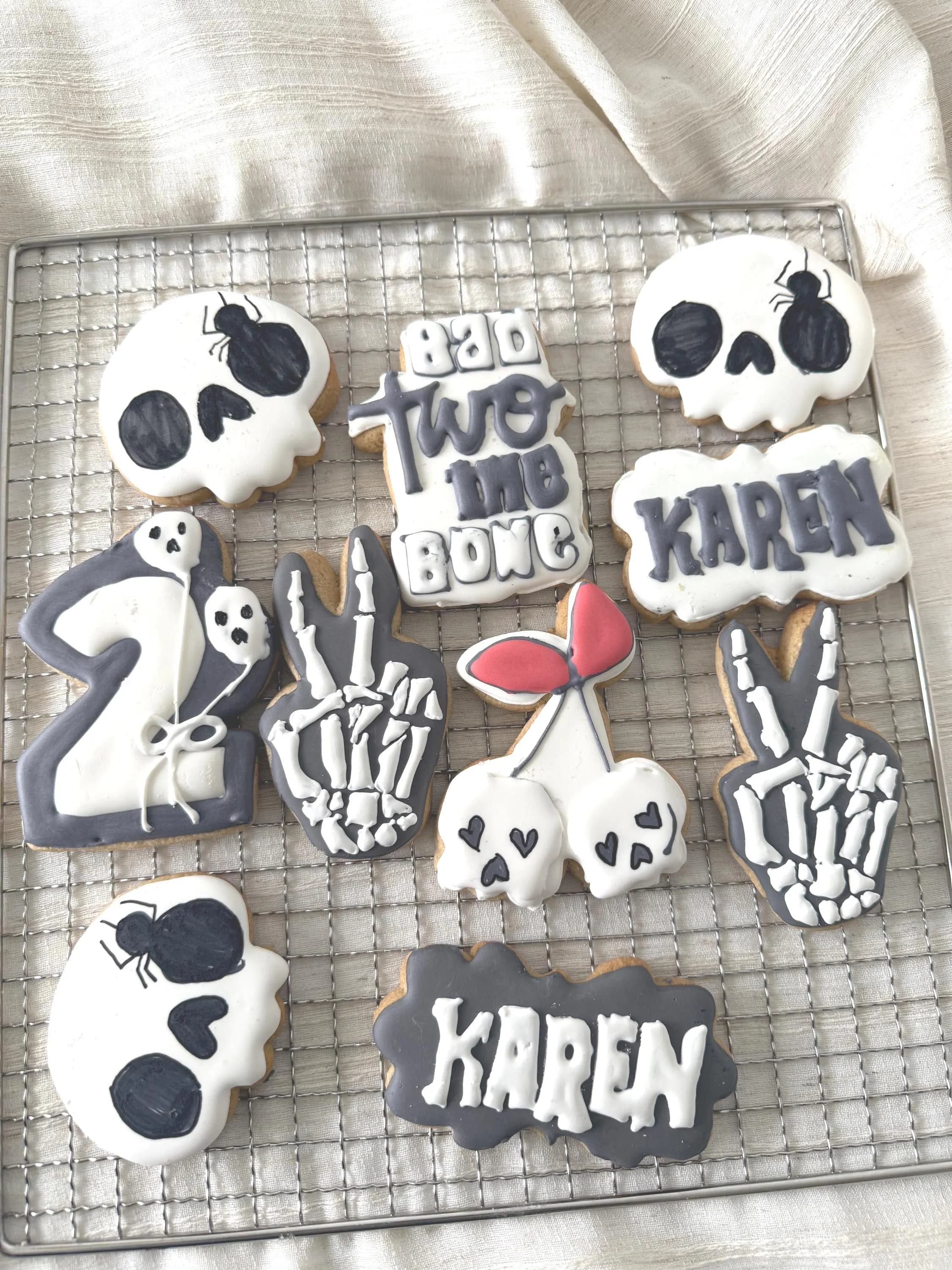 bad two the bone cookies/ 2 year old birthday/halloween birthday/ - image 3