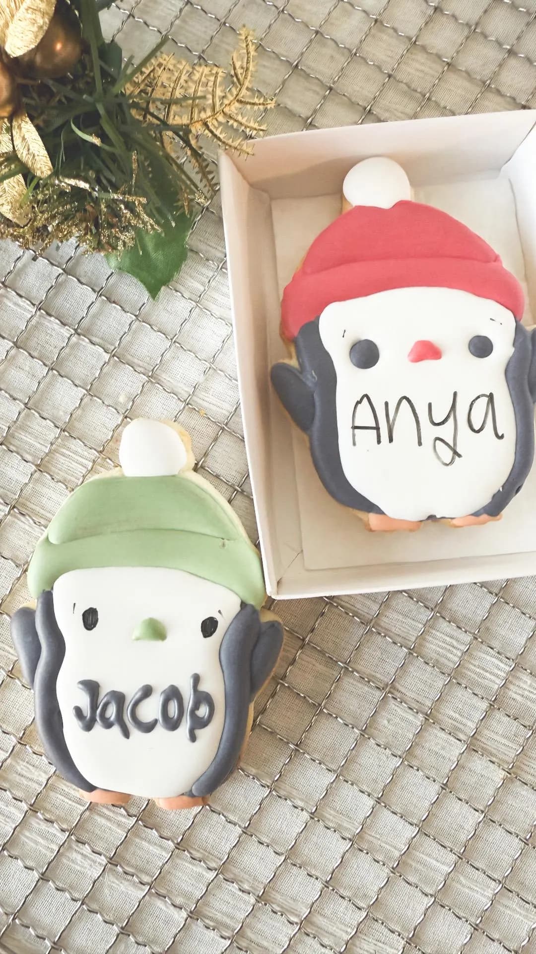 Personalised Penguin Christmas Cookie • Custom Name Cookie Christmas cookies -Penguin Stocking fillers-Teacher gift - image 4