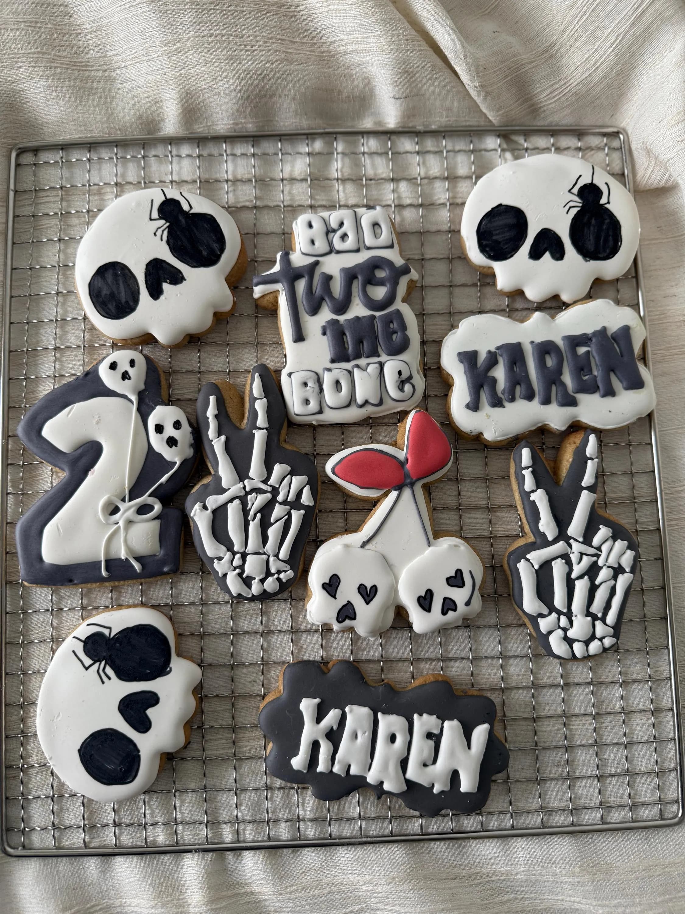 bad two the bone cookies/ 2 year old birthday/halloween birthday/ - image 5
