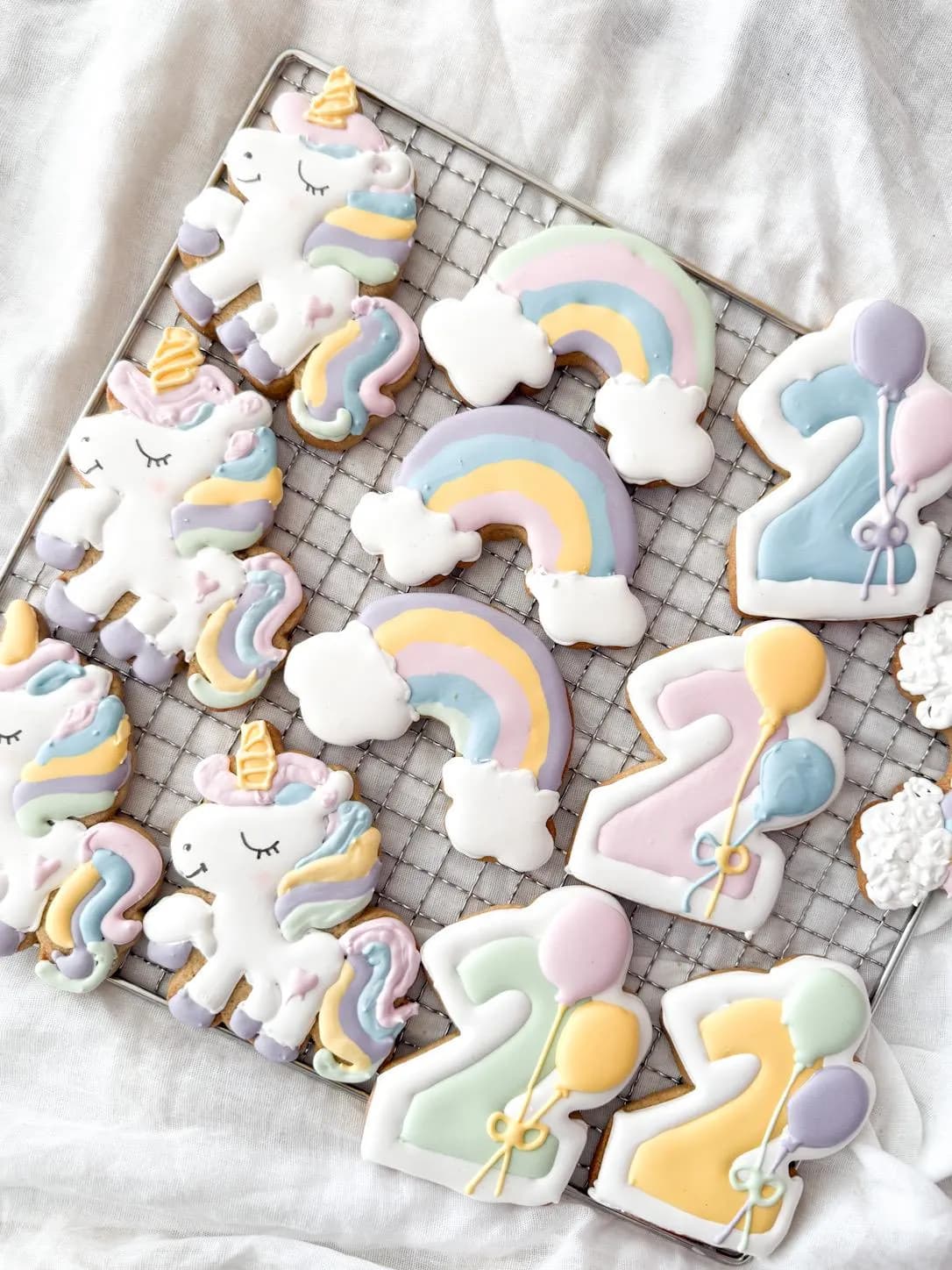 Birthday Unicorn Cookies, Rainbow Birthday Biscuits, Girls 2nd Birthday Party Favours, Pastel Unicorn Party Cookies, - image 5