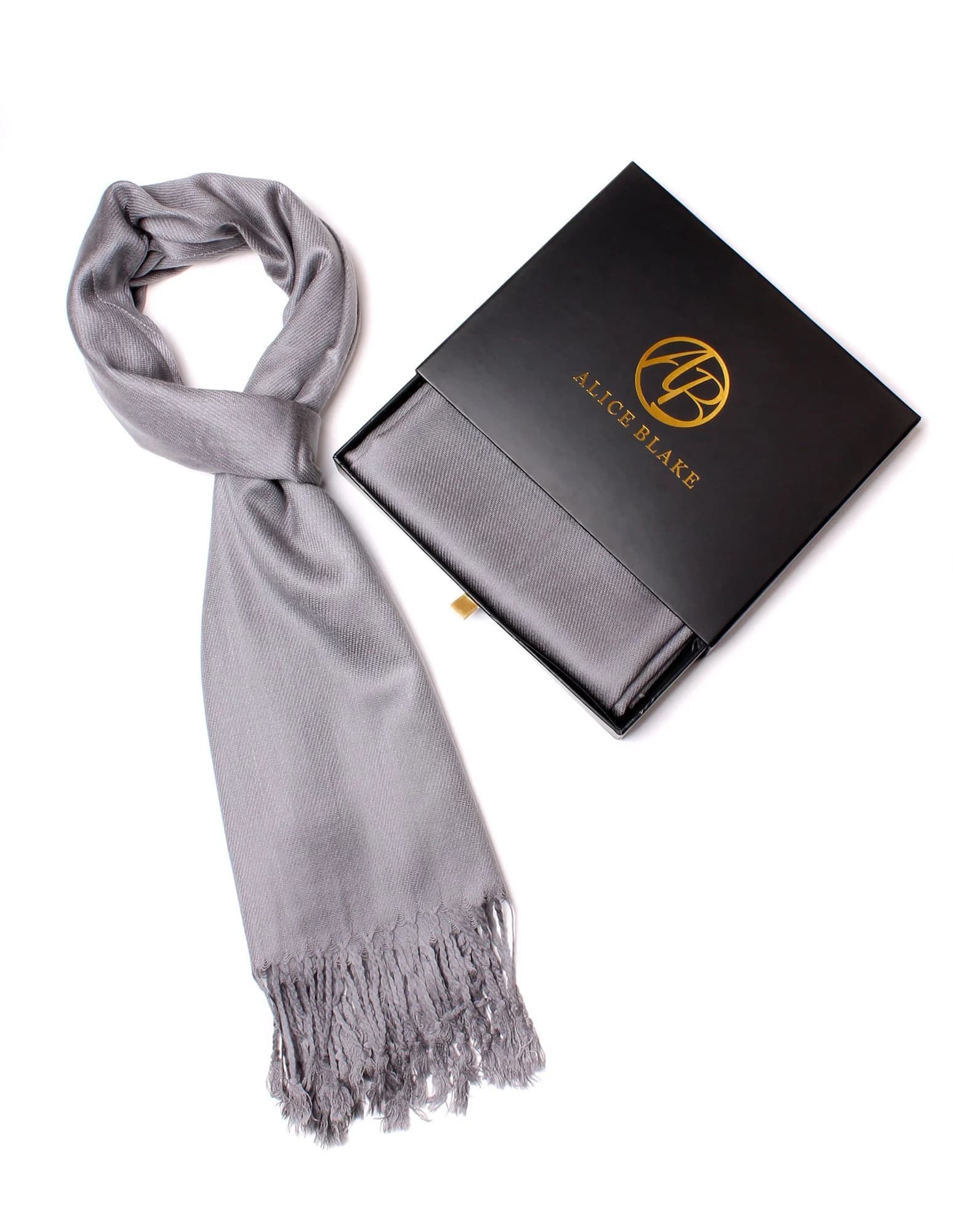 Gray (Silver) Pashmina Scarf | Shawl | Wrap | Festival | Prayer | Hijab | Rave | Evening | Bridesmaid | Wedding | Mens | Alice Blake - image 3