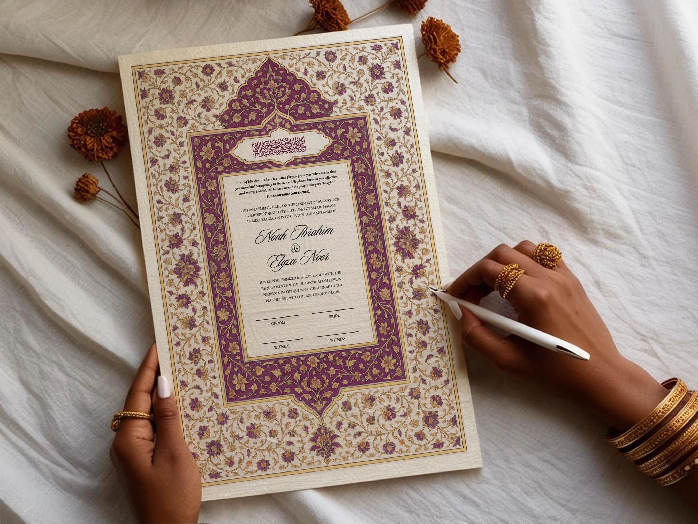 Personalized Nikkah Certificate: Islamic Wedding Contract (Digital Download A4 Template)