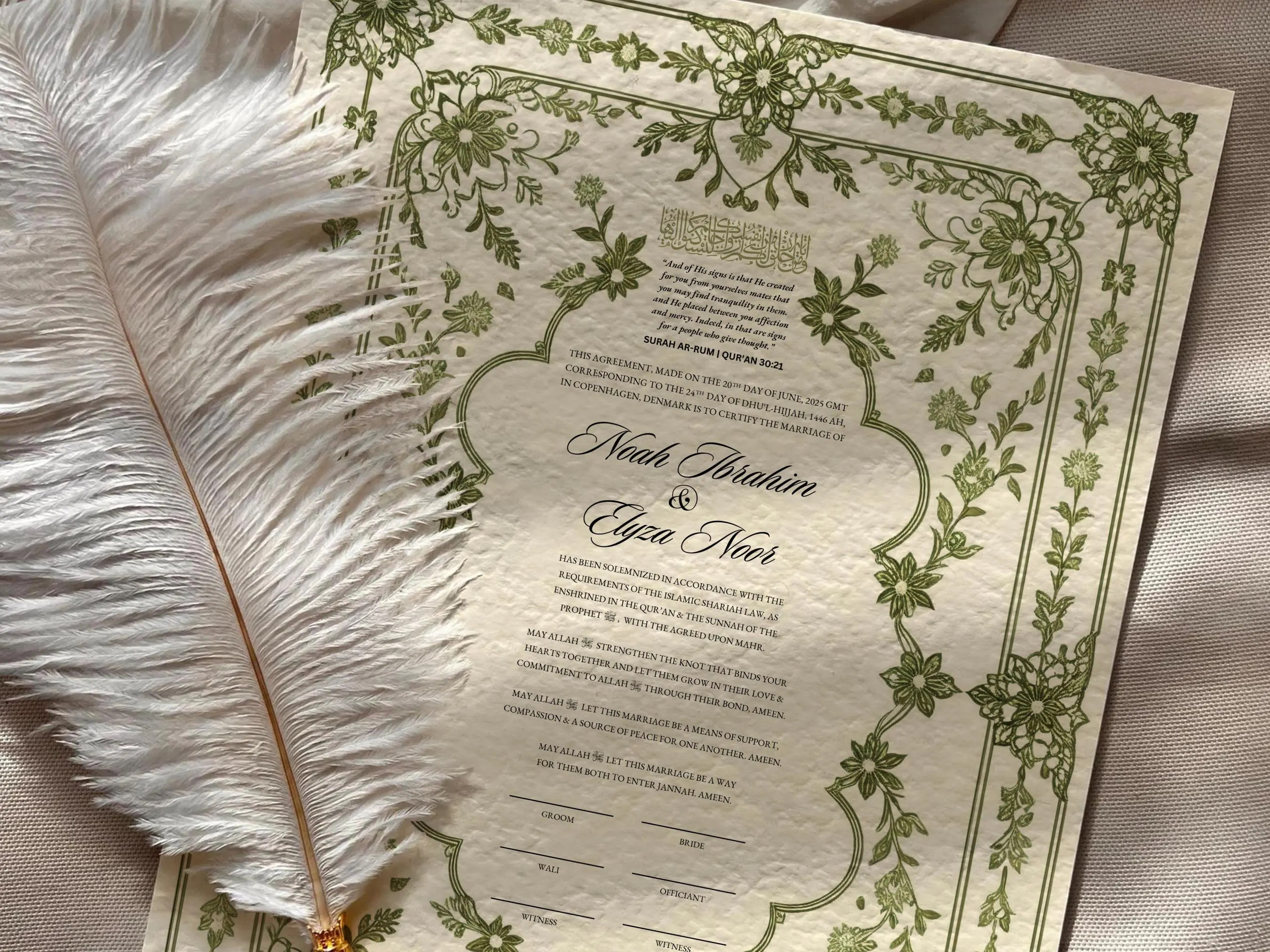 Personalized Nikkah Certificate: Islamic Wedding Contract (Digital Download A4 Template)