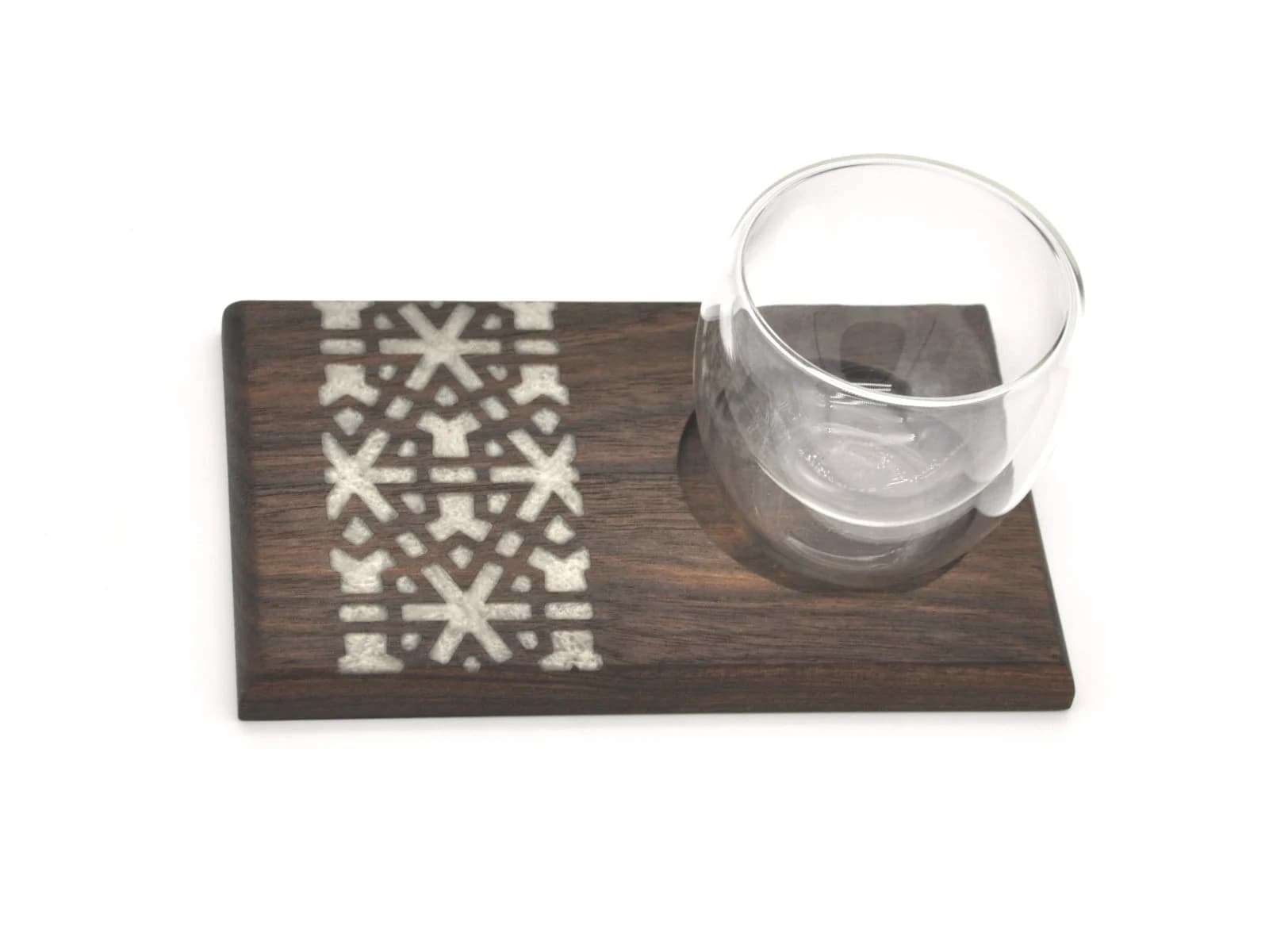 Walnut Coaster: Pearl White Epoxy Inlay, Cup Holder