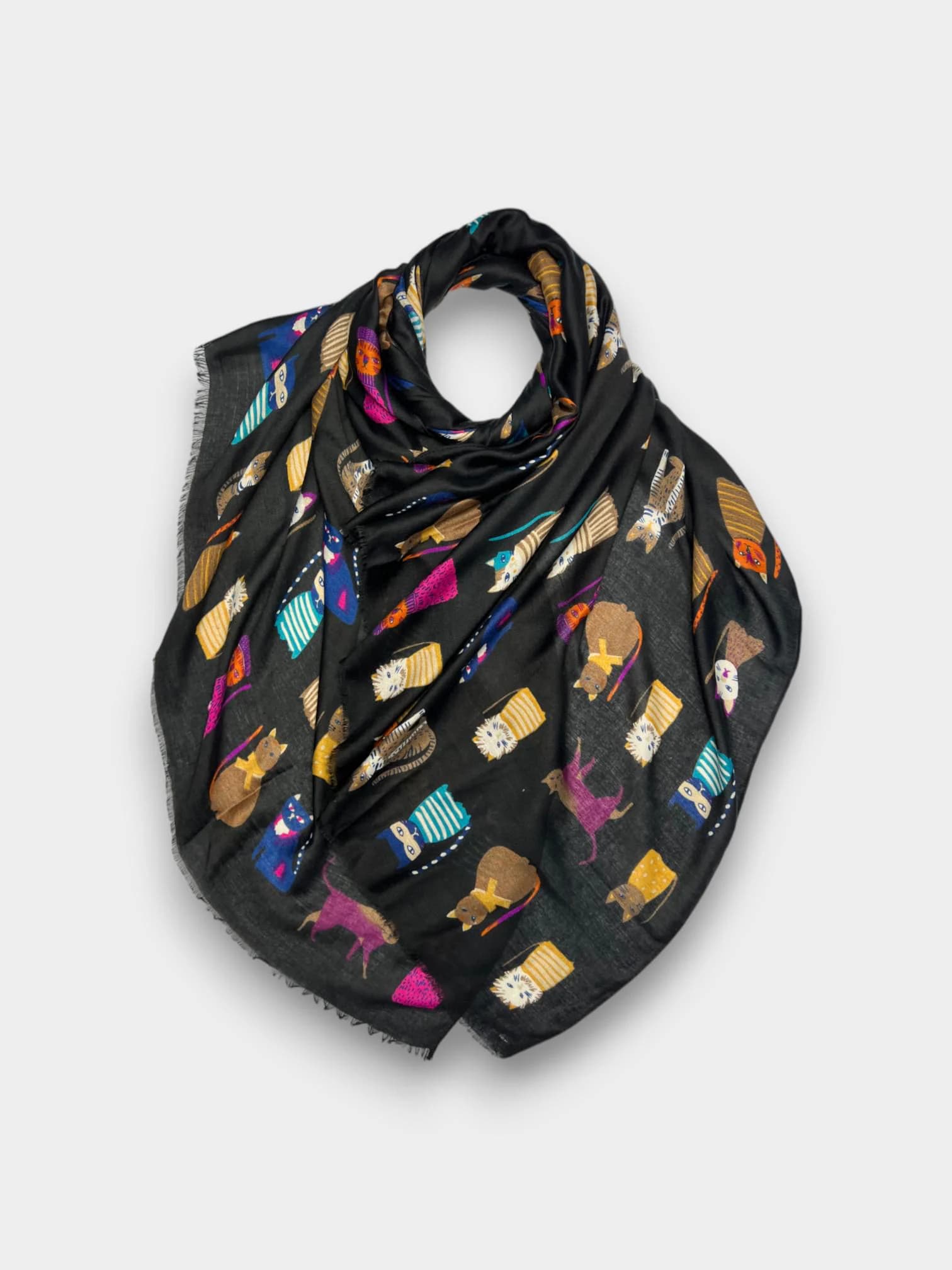 Cat Lover Scarf: Supersoft Cotton Blend, Playful Feline Print