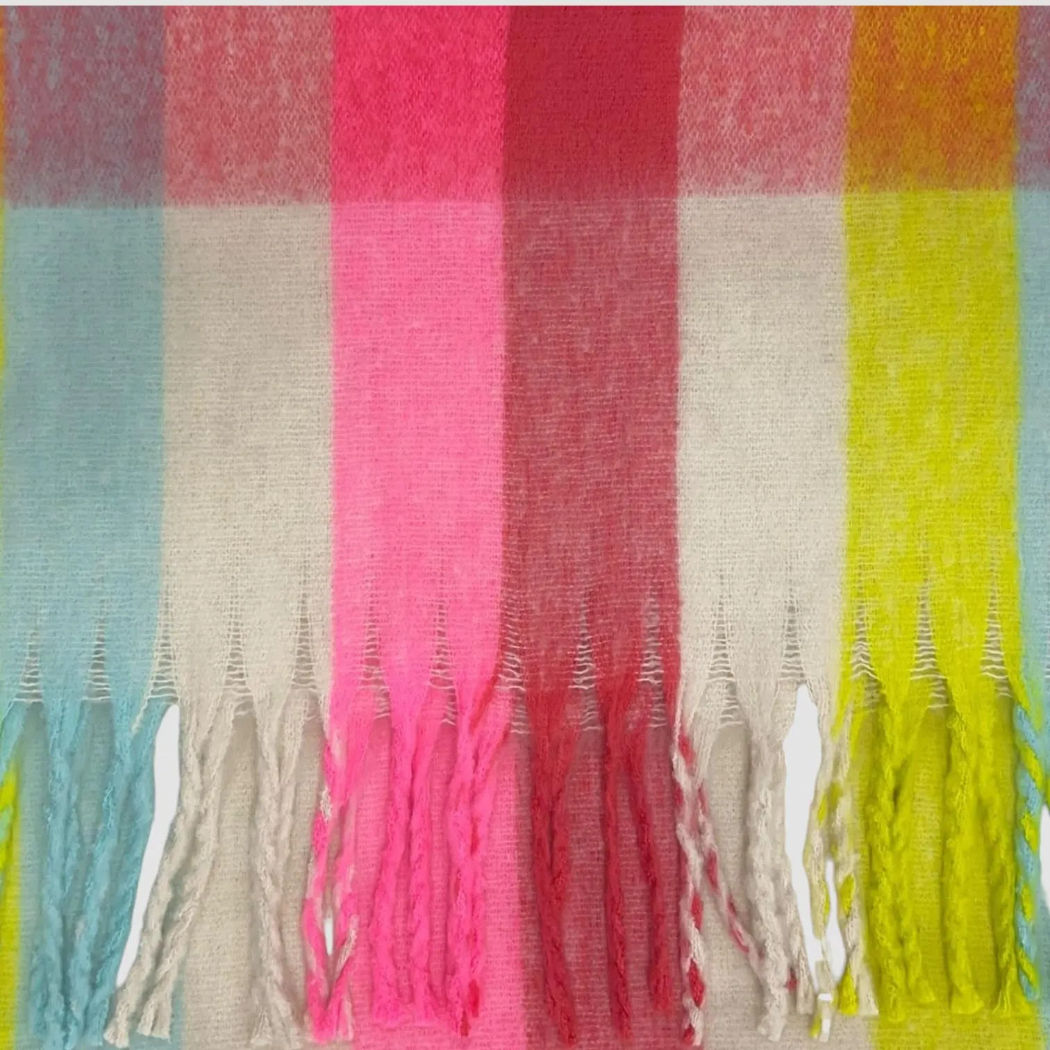 Neon Plaid Wool Blend Scarf: Soft Winter Accessory - image 4