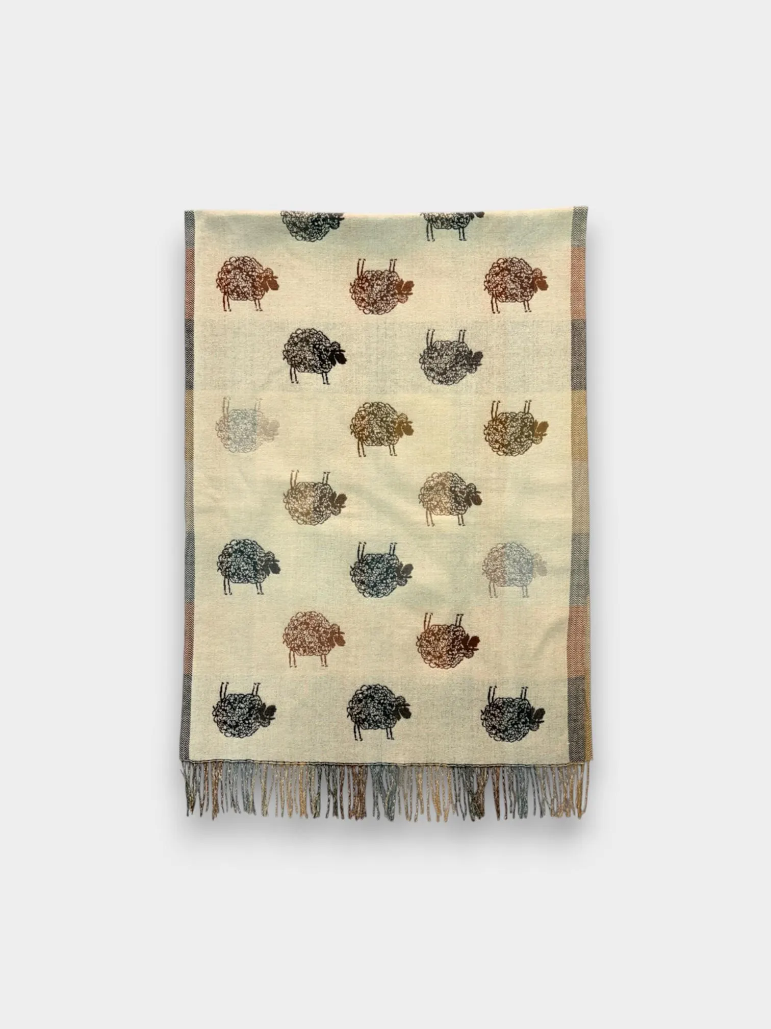 Cute Doodle Sheep Print Scarf with Optional Embroidered Initials | Cosy Woven Winter Scarf |  Women’s Gift Scarf - image 3