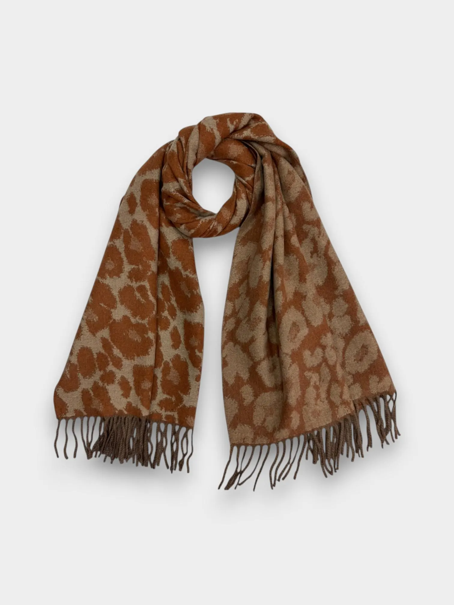 Leopard Print Woven Scarf for Women | Soft Fringed Winter Scarf | Reversible Animal Print Wrap | Cosy Gift for Her