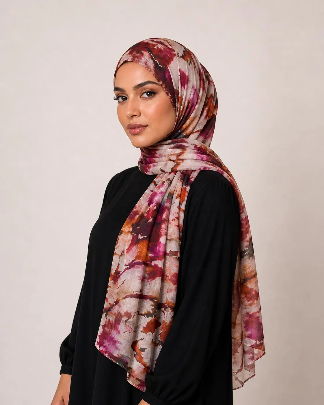 Watercolour floral Hijab print Modal