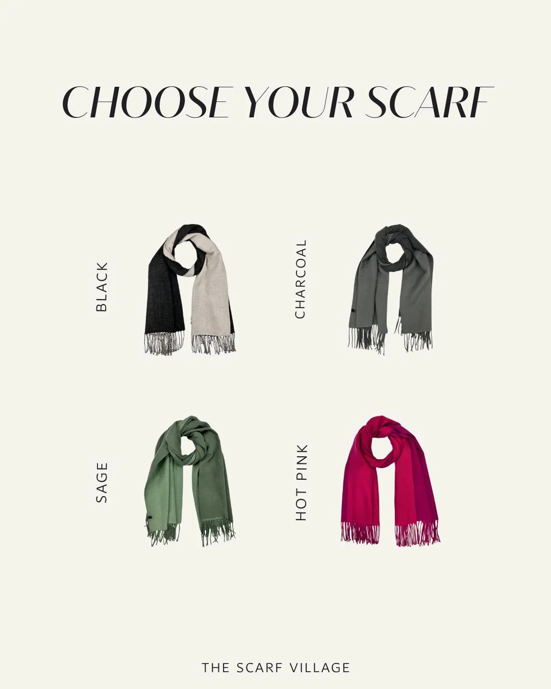 Reversible Cashmere Blend Scarf with Tassels