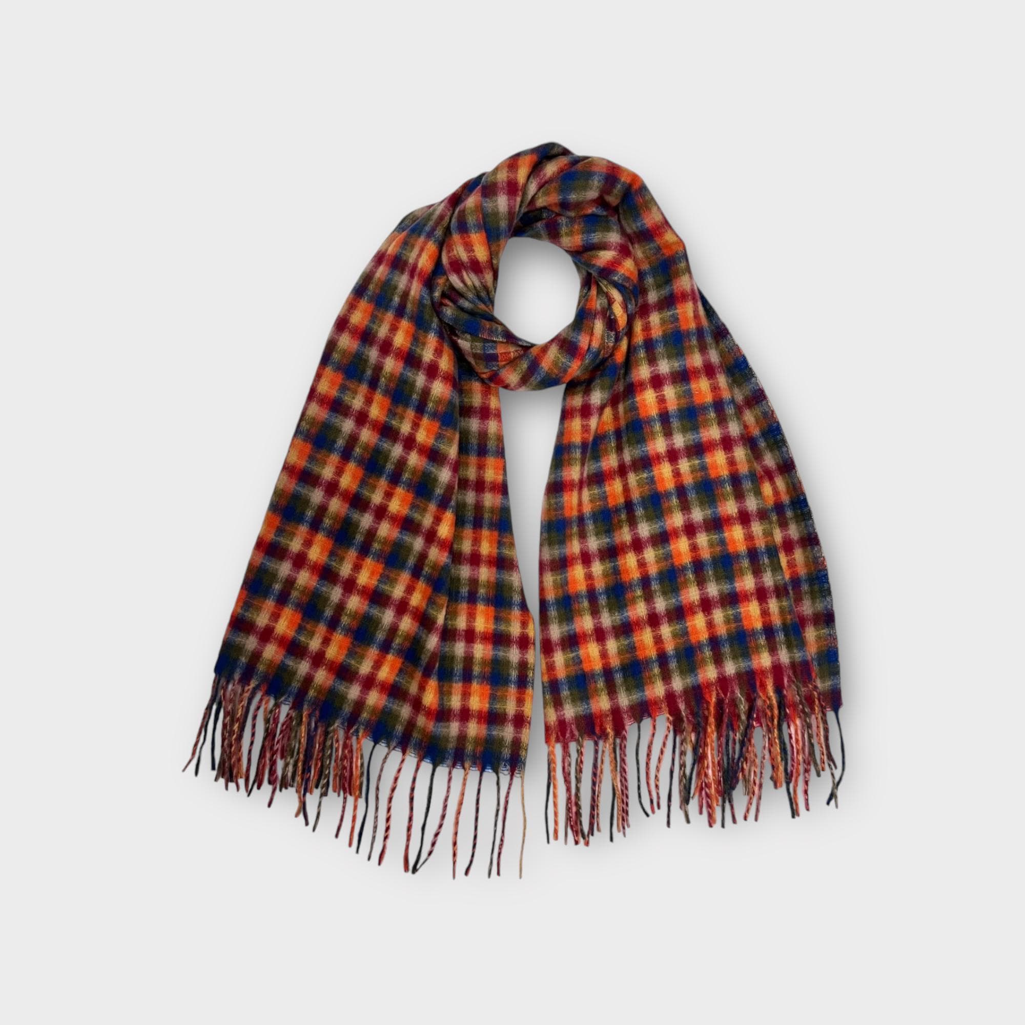 Multicolour Check Scarf with Tassels: Wool Blend Winter Scarf - image 4