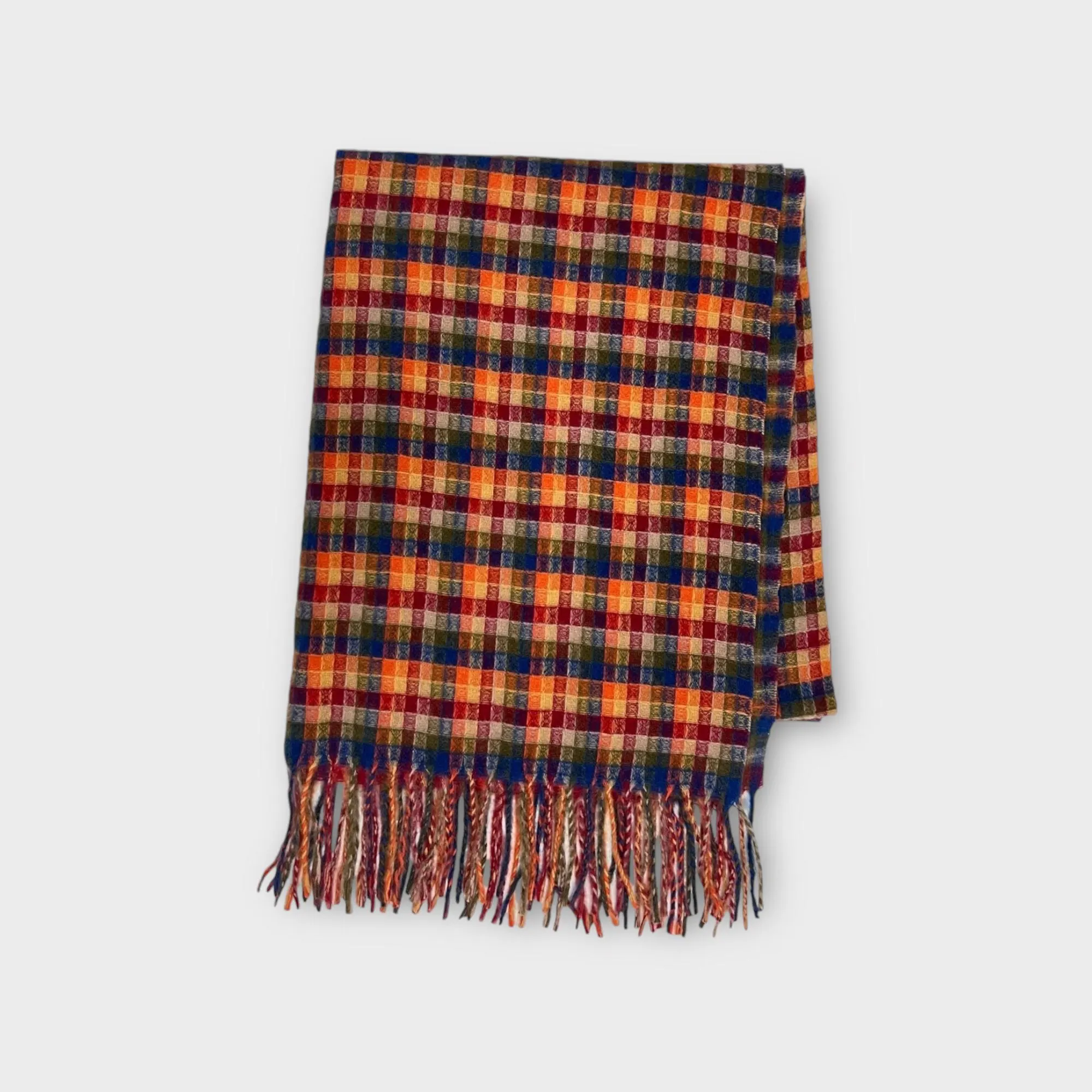 Multicolour Check Scarf with Tassels: Wool Blend Winter Scarf - image 5