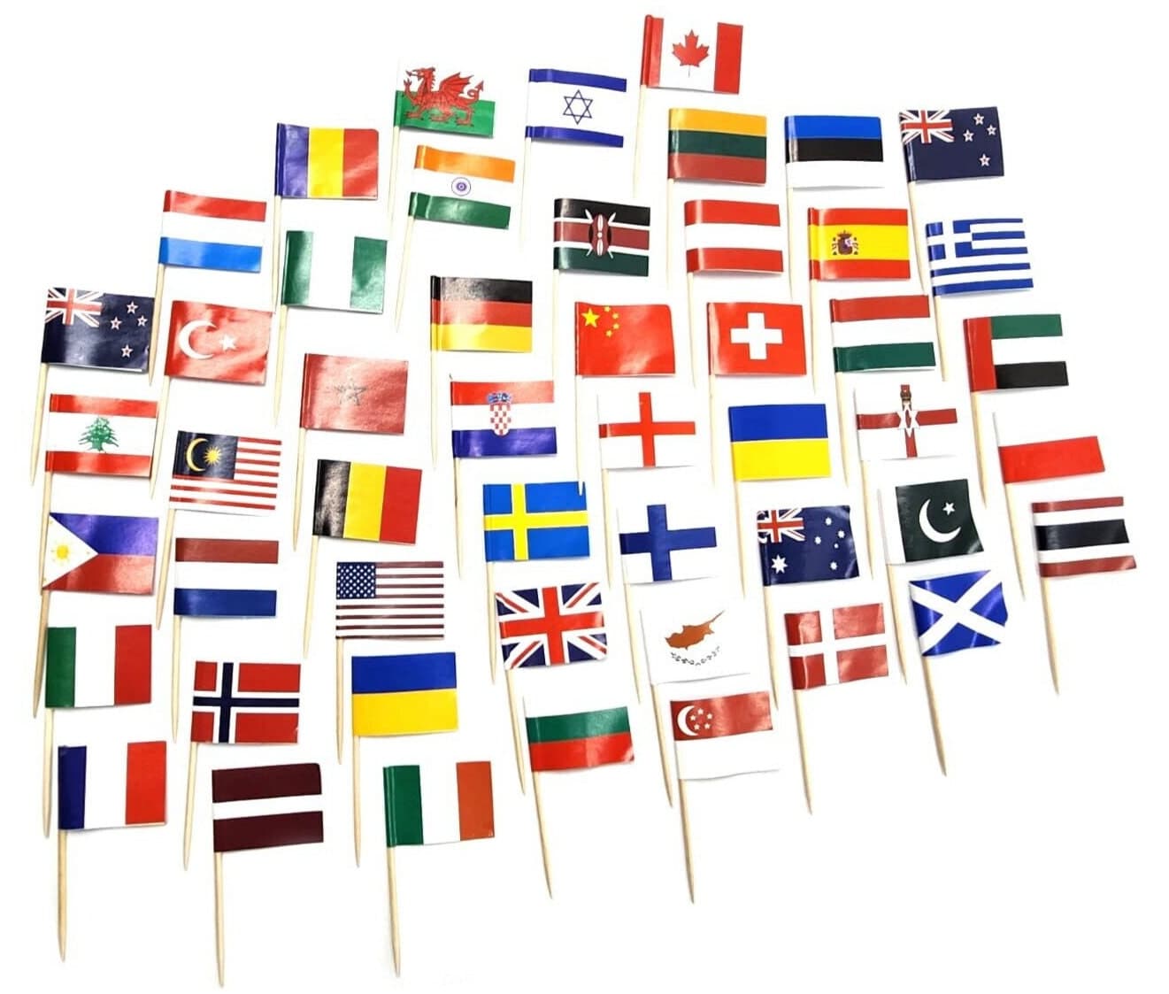 50 x World Flags Cocktail Sticks International and Ethnic Event Mini Food Flags - image 5