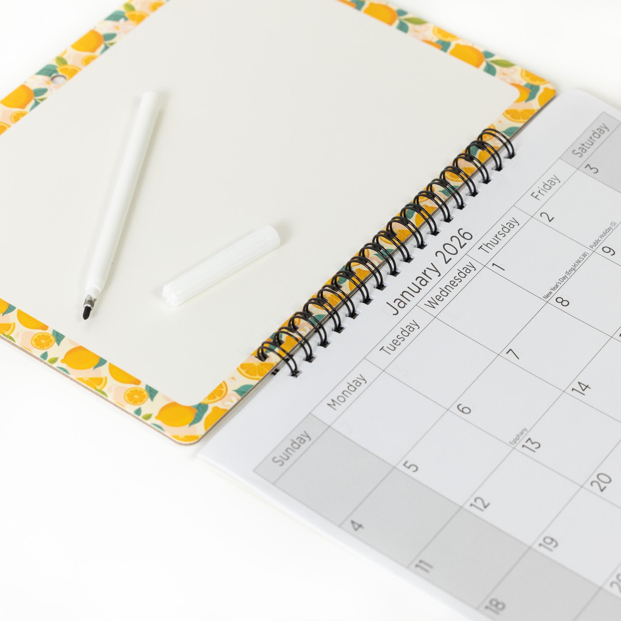 Monthly Calendar Memo Board 2026 Wall Family Organiser White Board with Pen