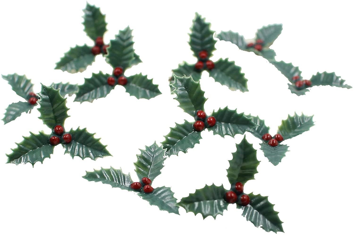 Plastic Holly Leaf Cake Decoration: Christmas Cupcake Topper (37mm, 20pc) - image 4
