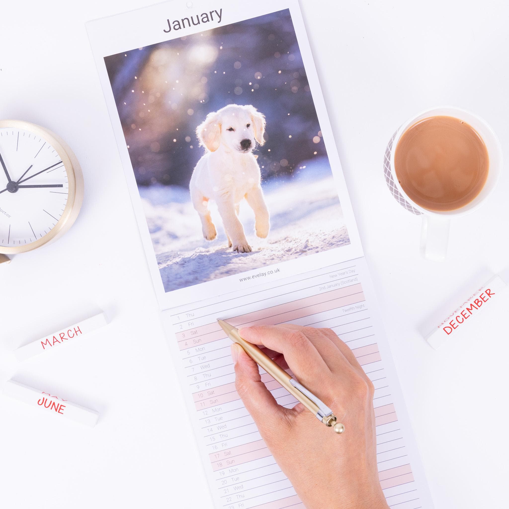 2026 puppies Slim Month To View Wall Office Home Planner Organiser Calendar - image 3