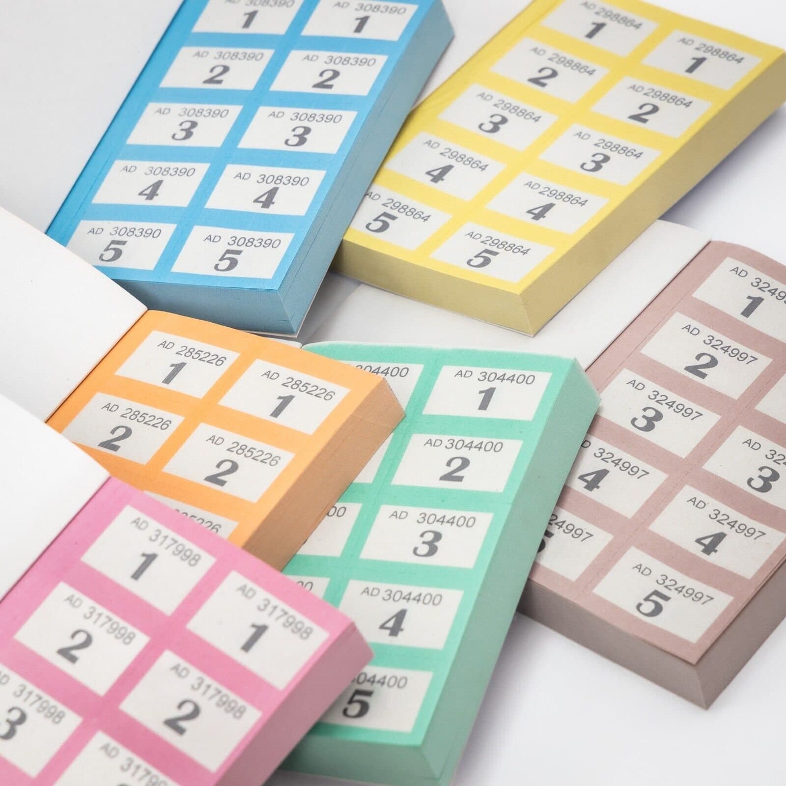 12 Books of 1-1000 Cloakroom Raffle Tombola Draw Tickets Numbered Mixed colours - image 3